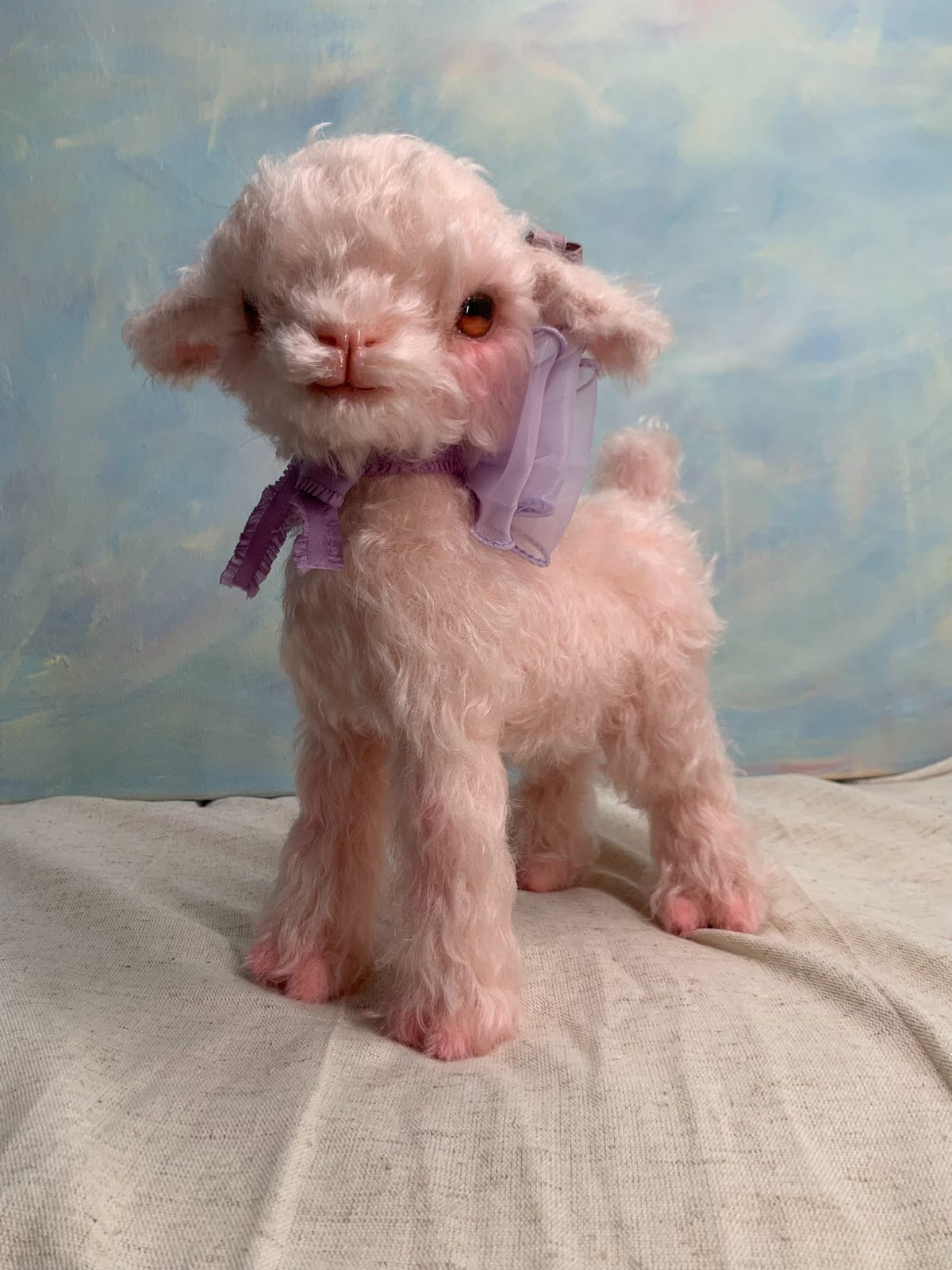 Handgefertigte Mohair-Plüschbärendame mit Gelenken