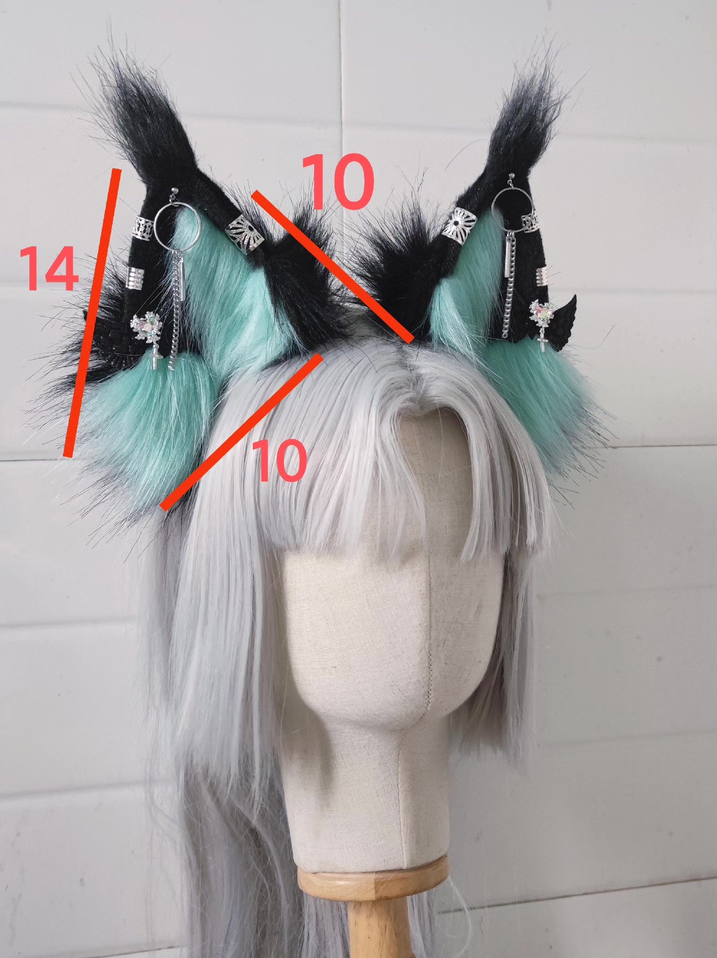Lynx Ears Headband with Turquoise Blue Inner Sections and Silver Jewelry