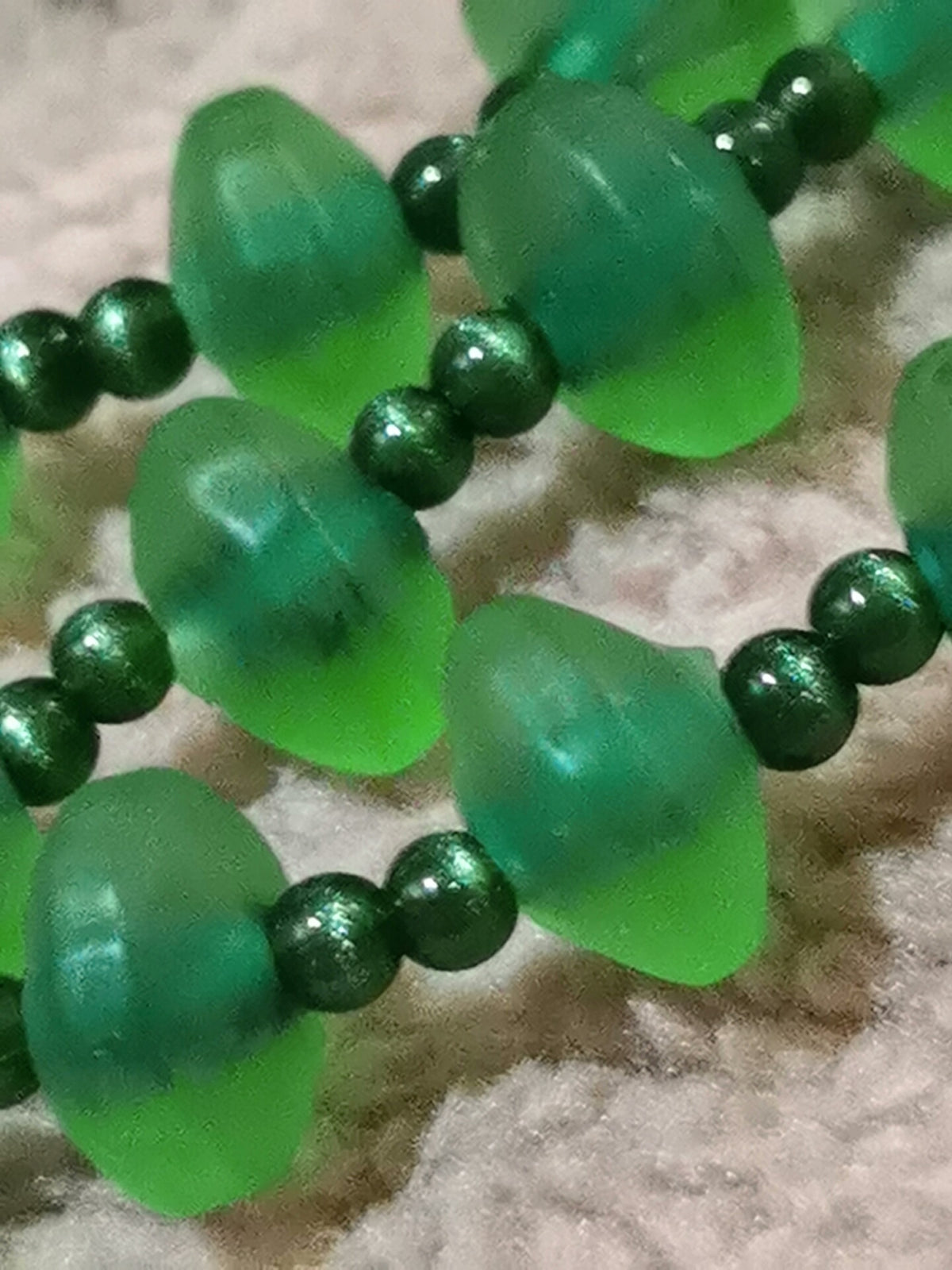 Vaseline Glass Bulb Bead Necklace