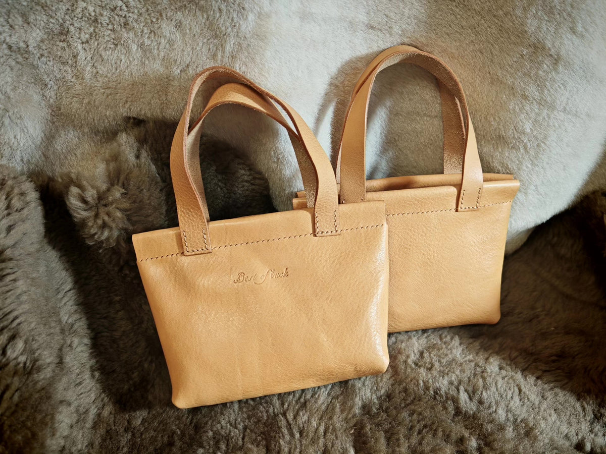 Mini Italian Leather Open Top Tote