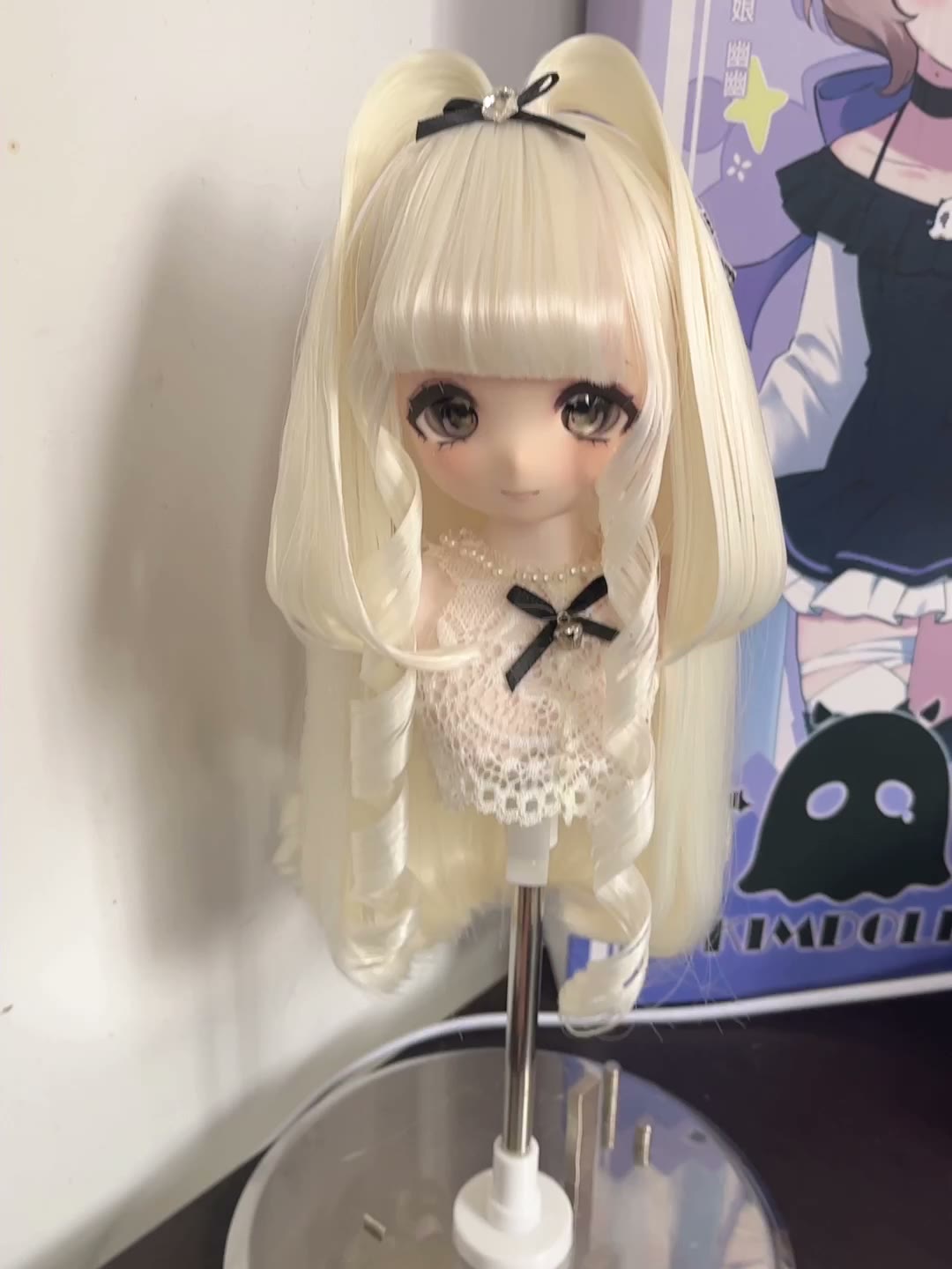 Platinum Blonde Doll Wig with Curled Ends