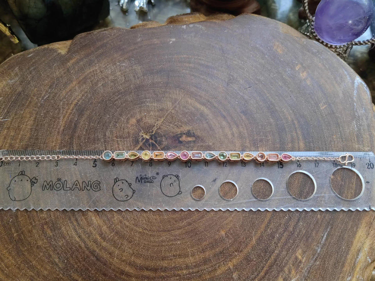 Natural Tourmaline Bezel Set Bracelet