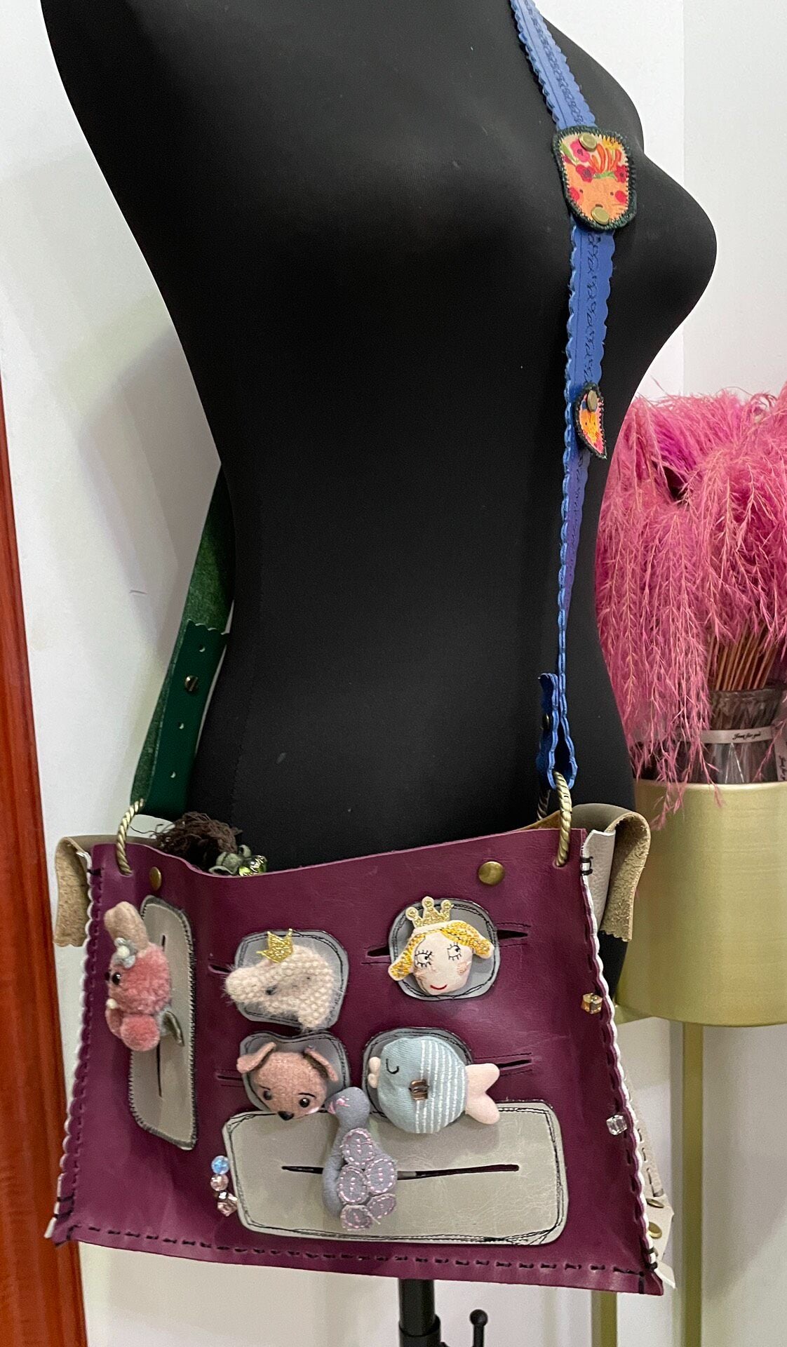 Genuine Leather Cartoon Crossbody Bag