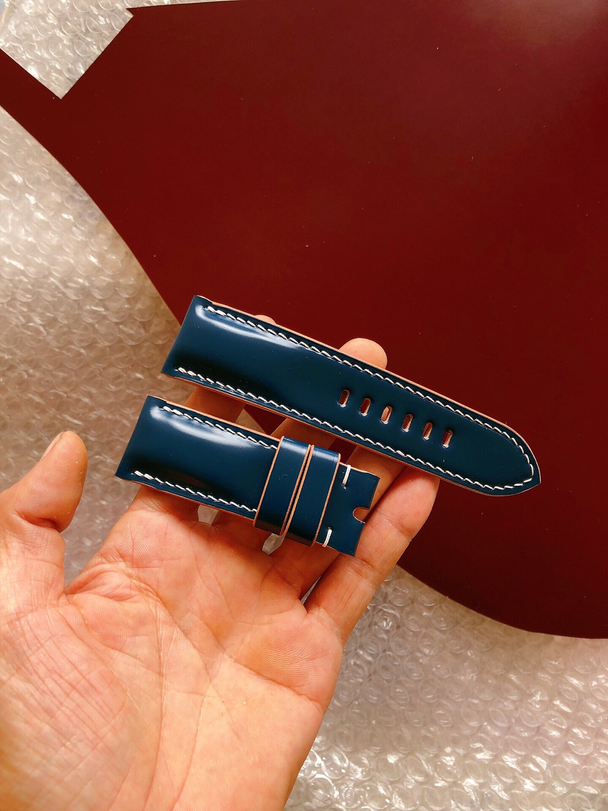 Handcrafted Navy Cordovan Watch Strap Set