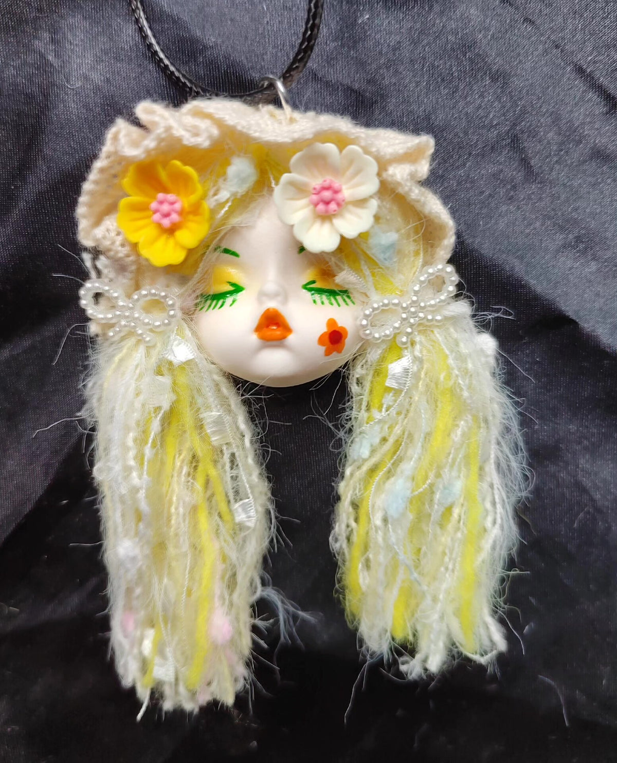 Handmade Clay Frog Doll Head Brooch