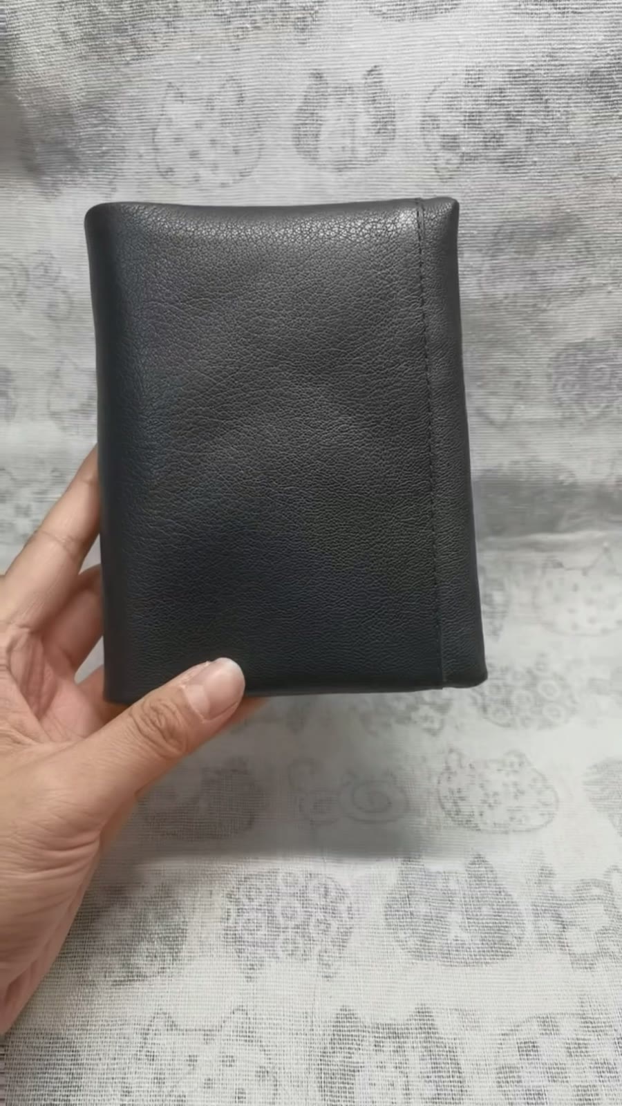 Capa para Agenda de Anéis A7 em Pele de Cabra Preta