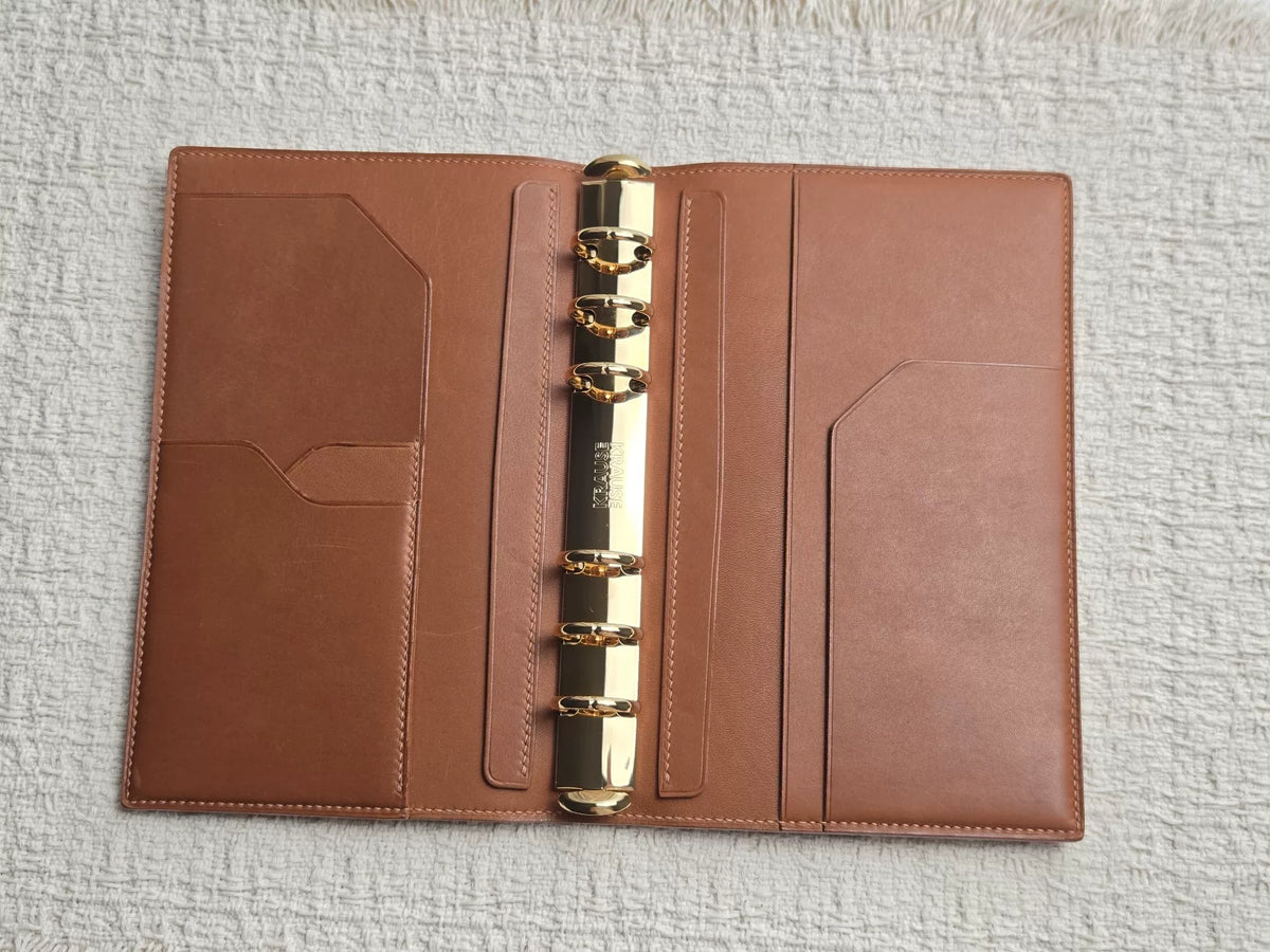 Personal Bifold Barenia Leather Ring Planner