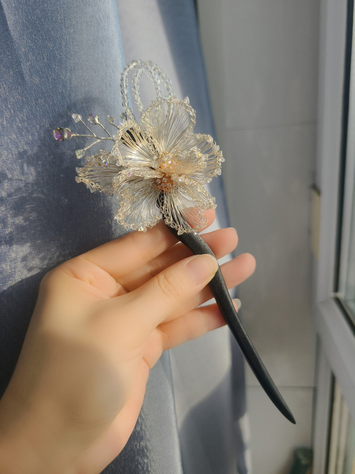 Floral Wire Claw Clip Hair Stick Set