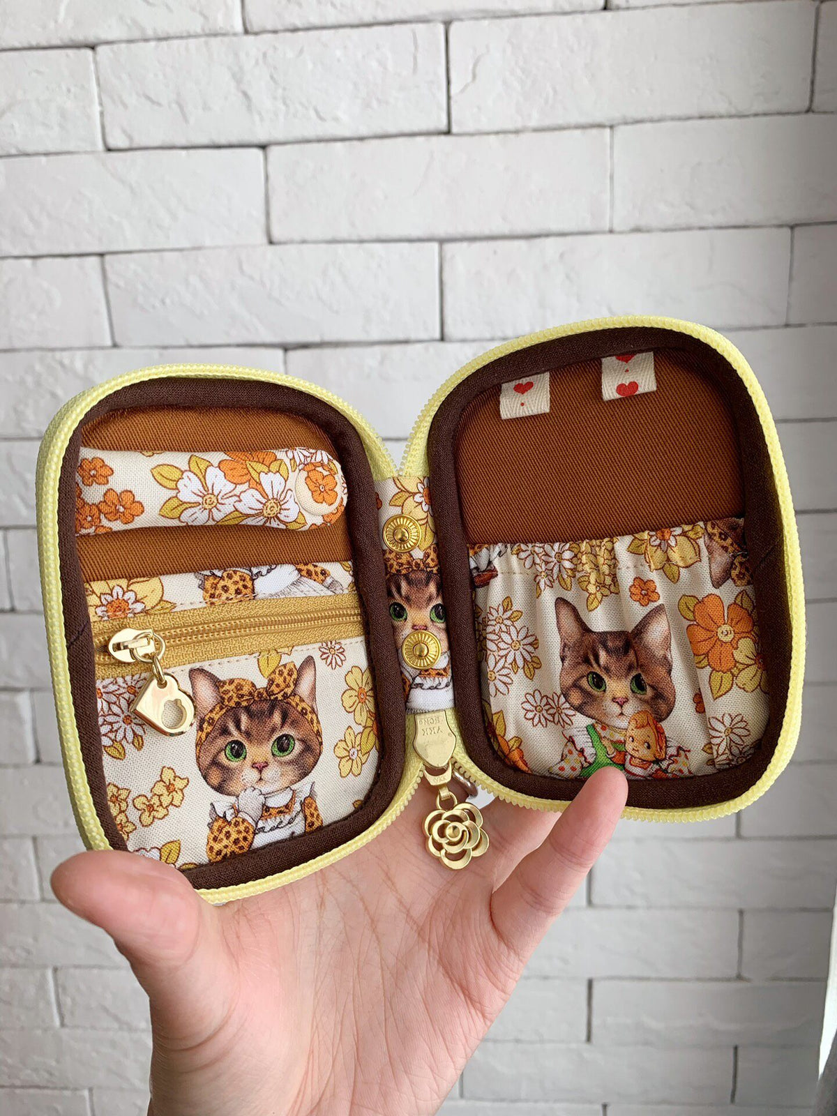 Cat Print Card Pouch with Zipper