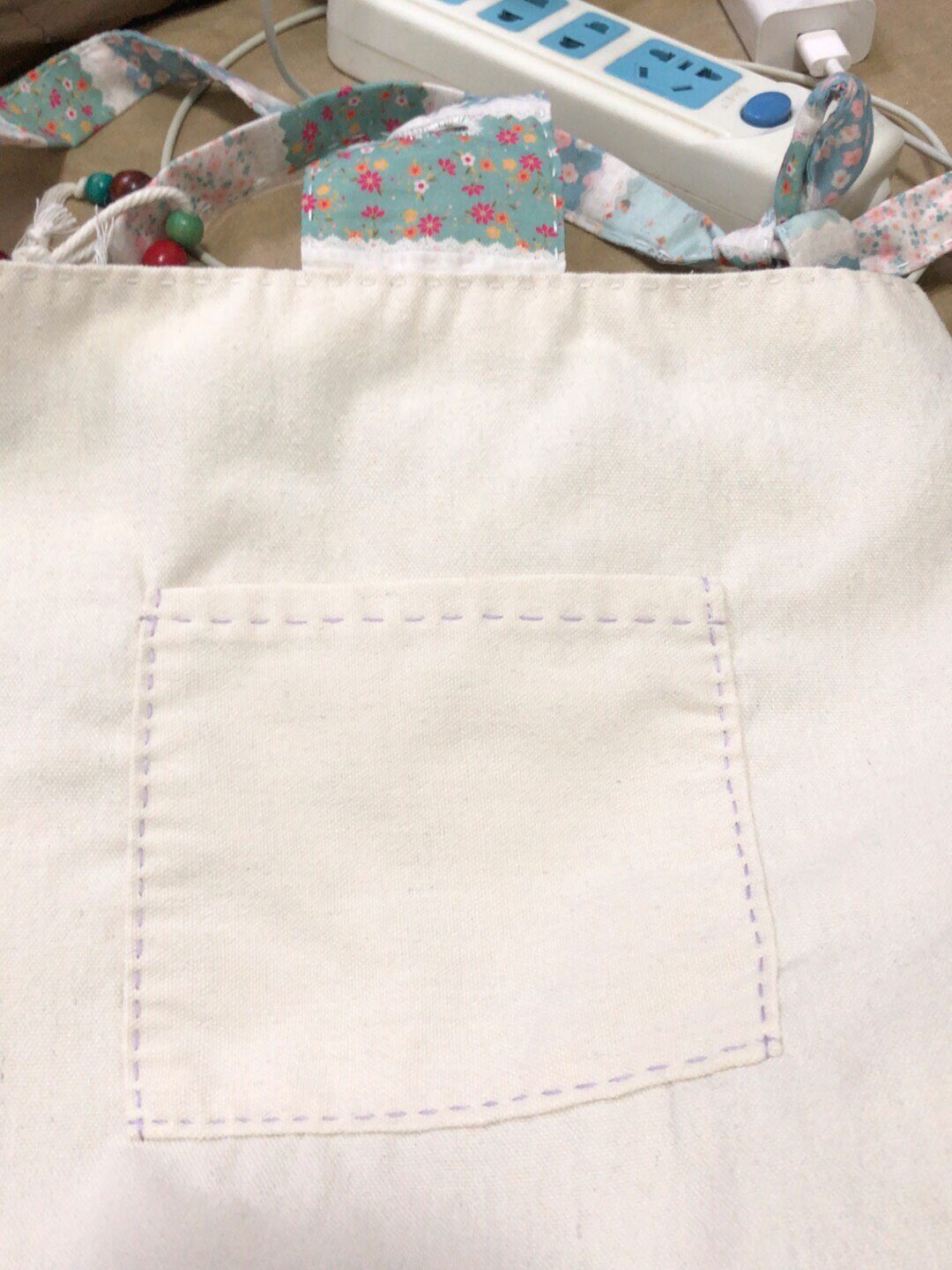 Handmade Adjustable Blue Floral Canvas Crossbody Bag