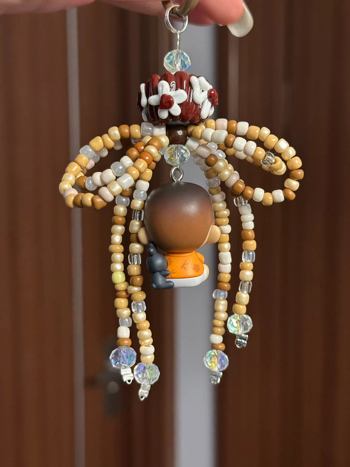 Boy Figurine Beaded Tassel Keychain