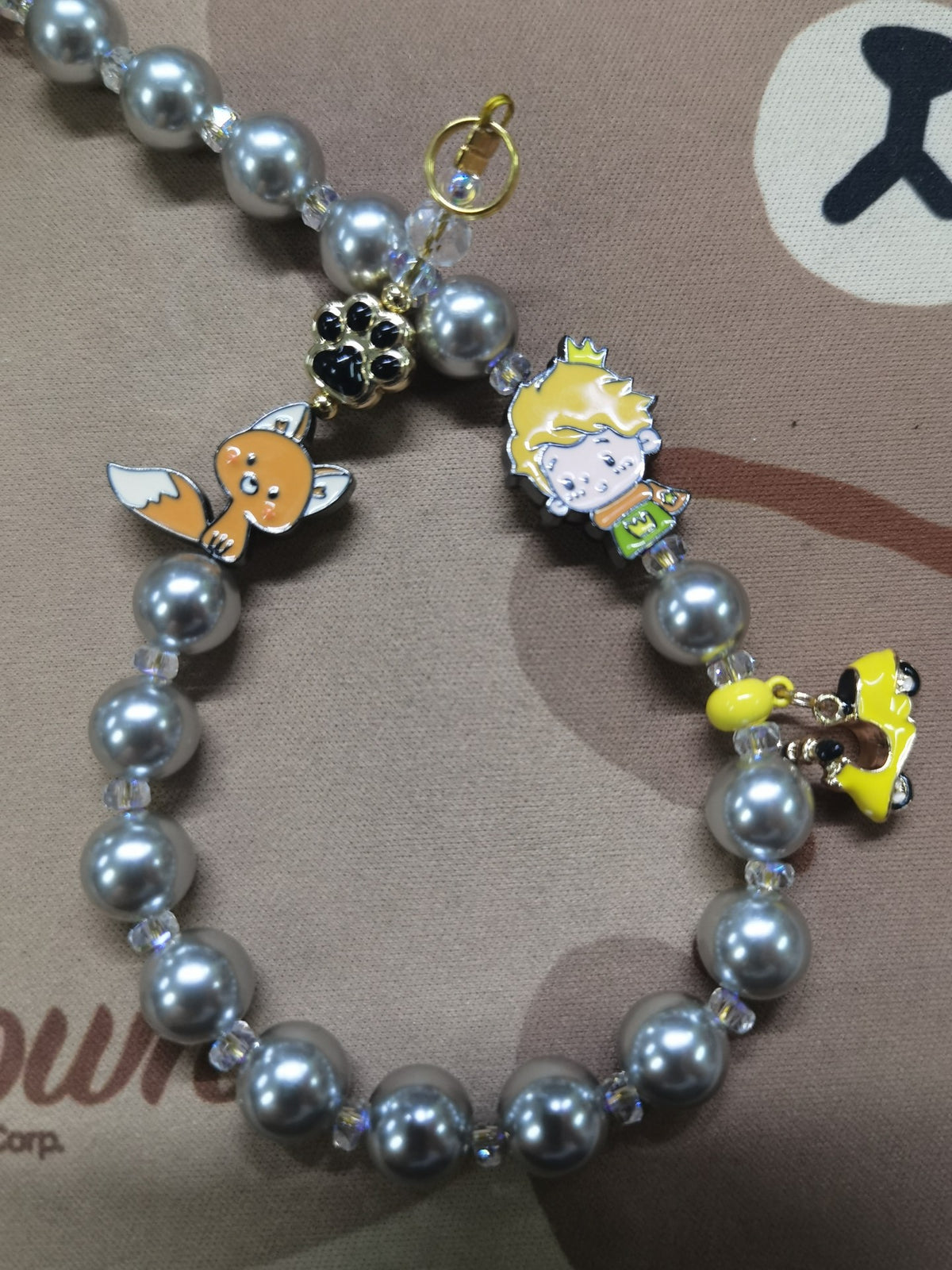 Silver Gray Pearl Little Prince Phone Chain