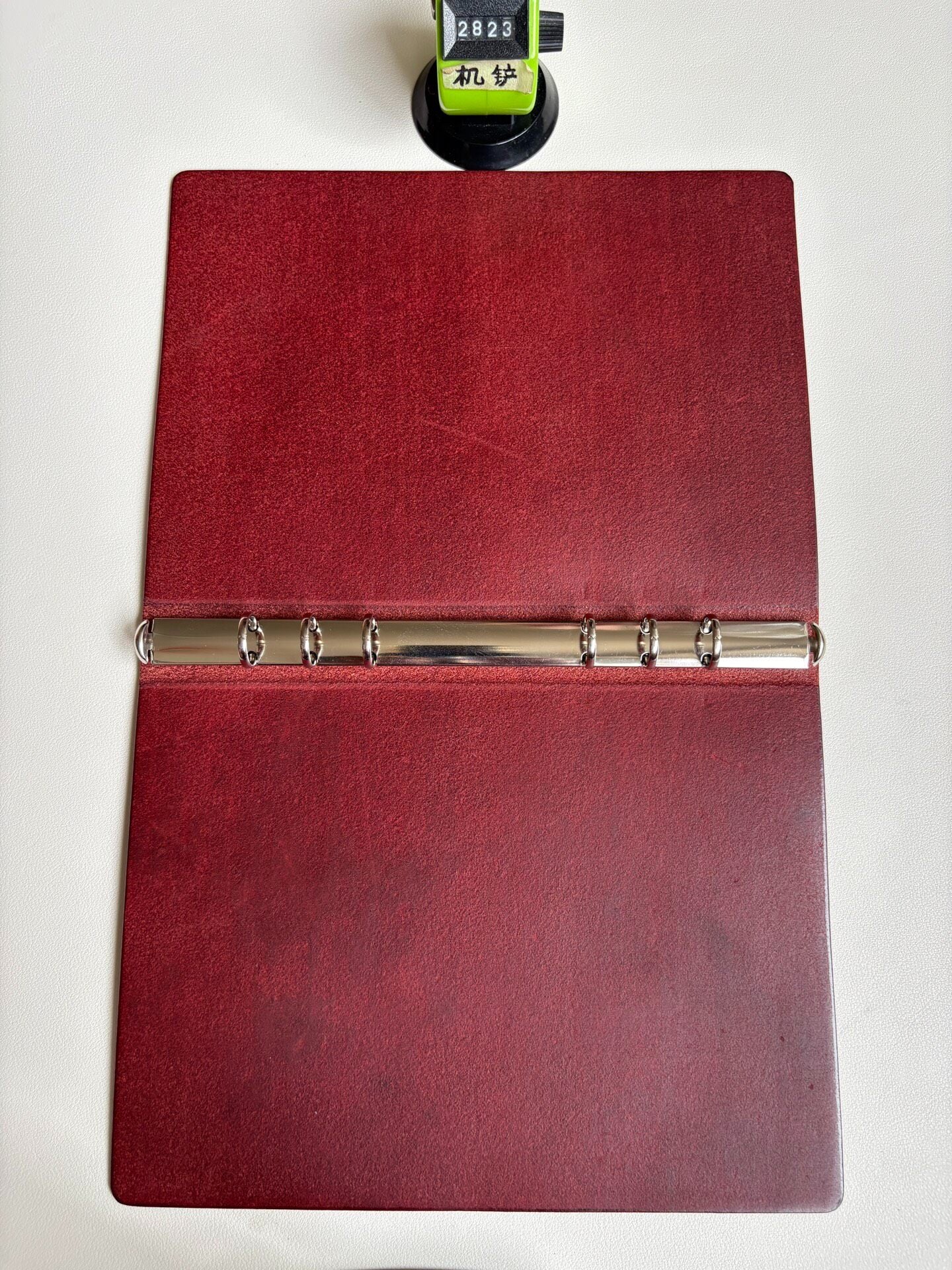 Handmade A5 Leather Binder, Wine-Red Pueblo, 15-Ring Mechanism