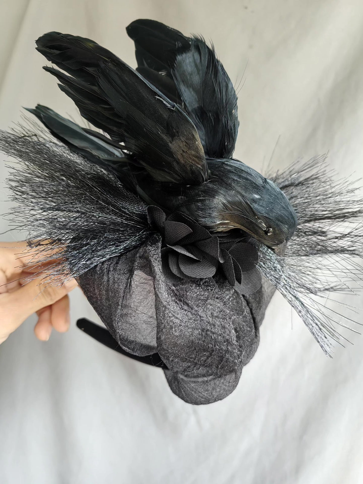 Black Bird Wide Half Hat Hair Clip