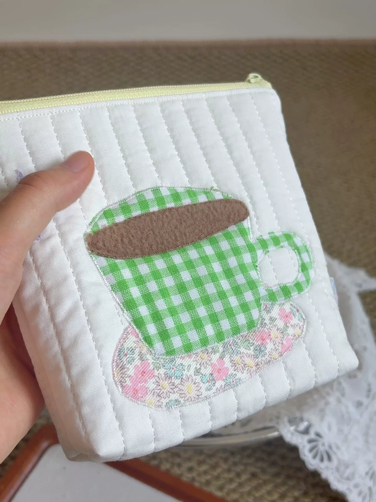 Gewatteerd Koffiekop Patchwork Etui