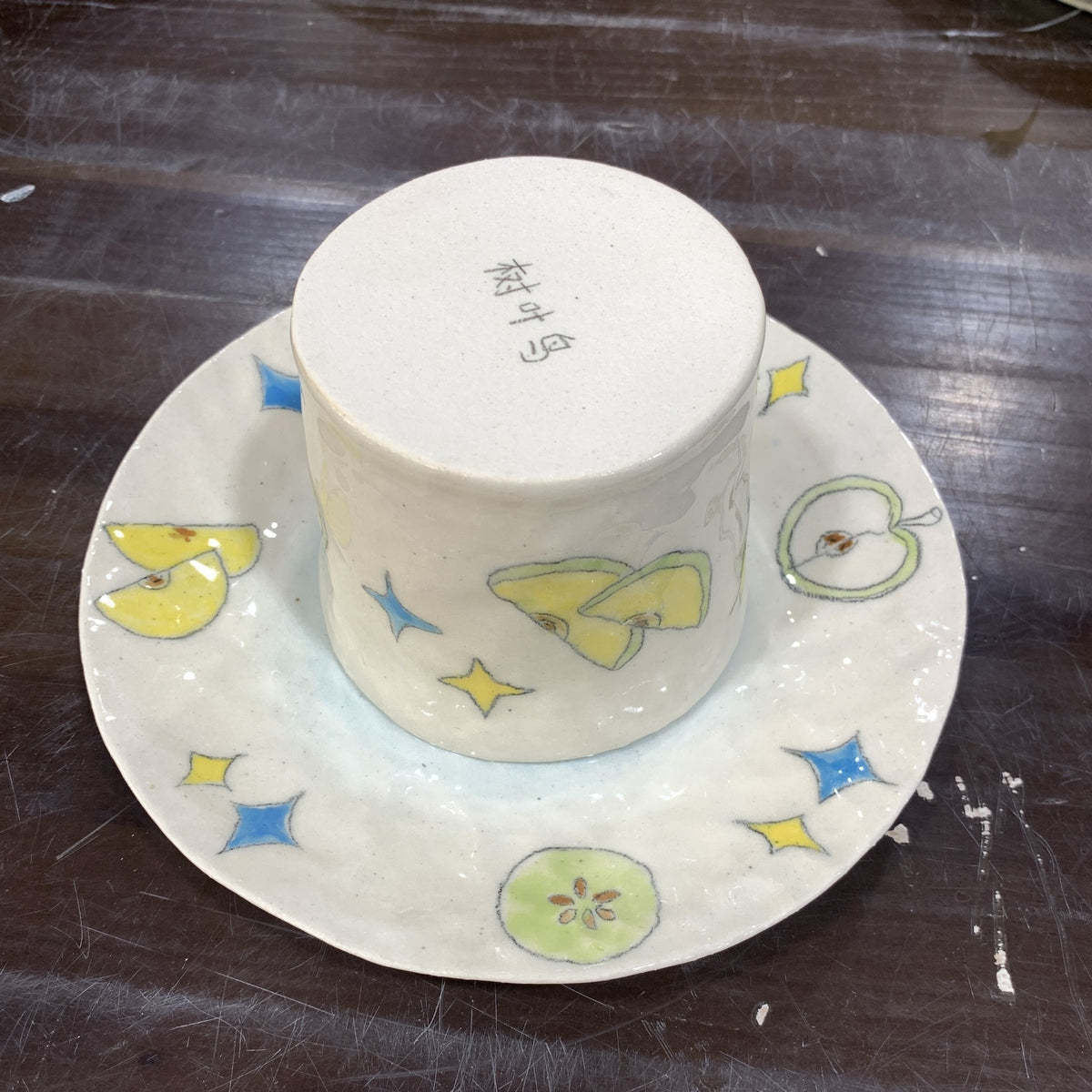 Handmade Ceramic Apple Star Cup Saucer Set