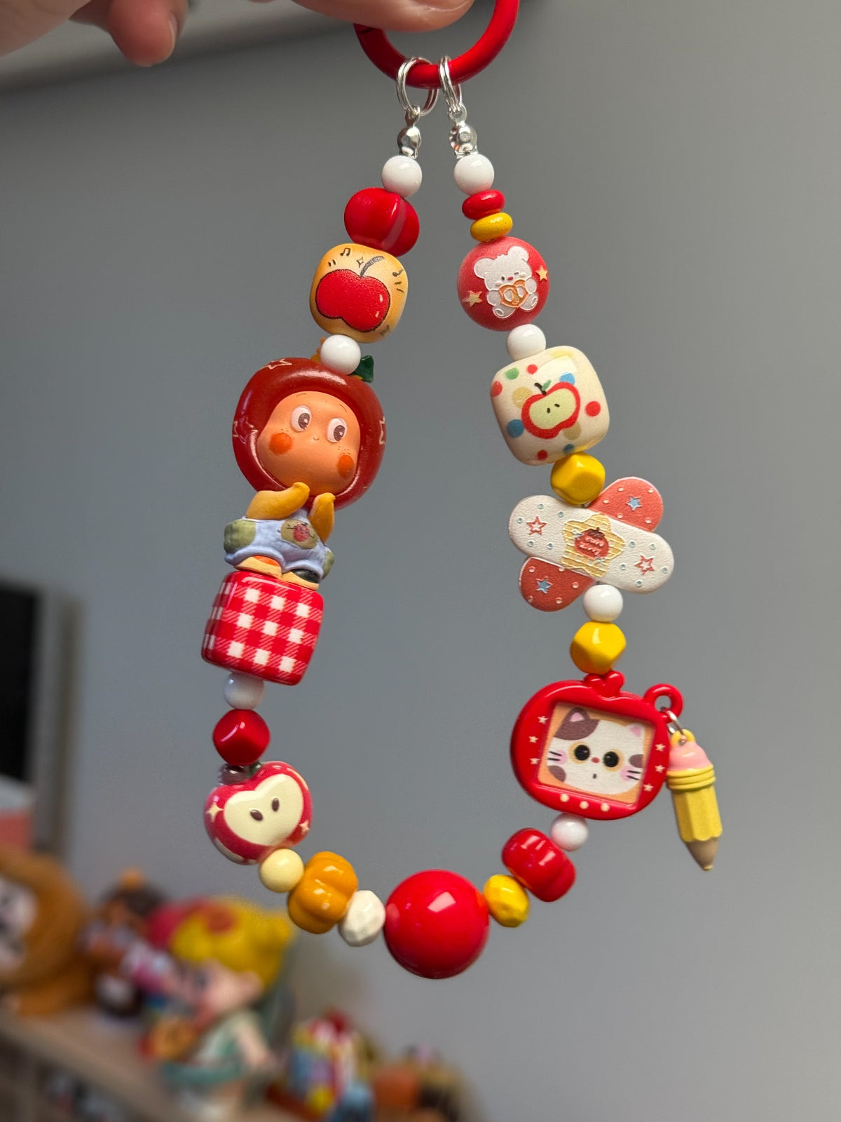 Apple Star Character Beaded Phone Strap