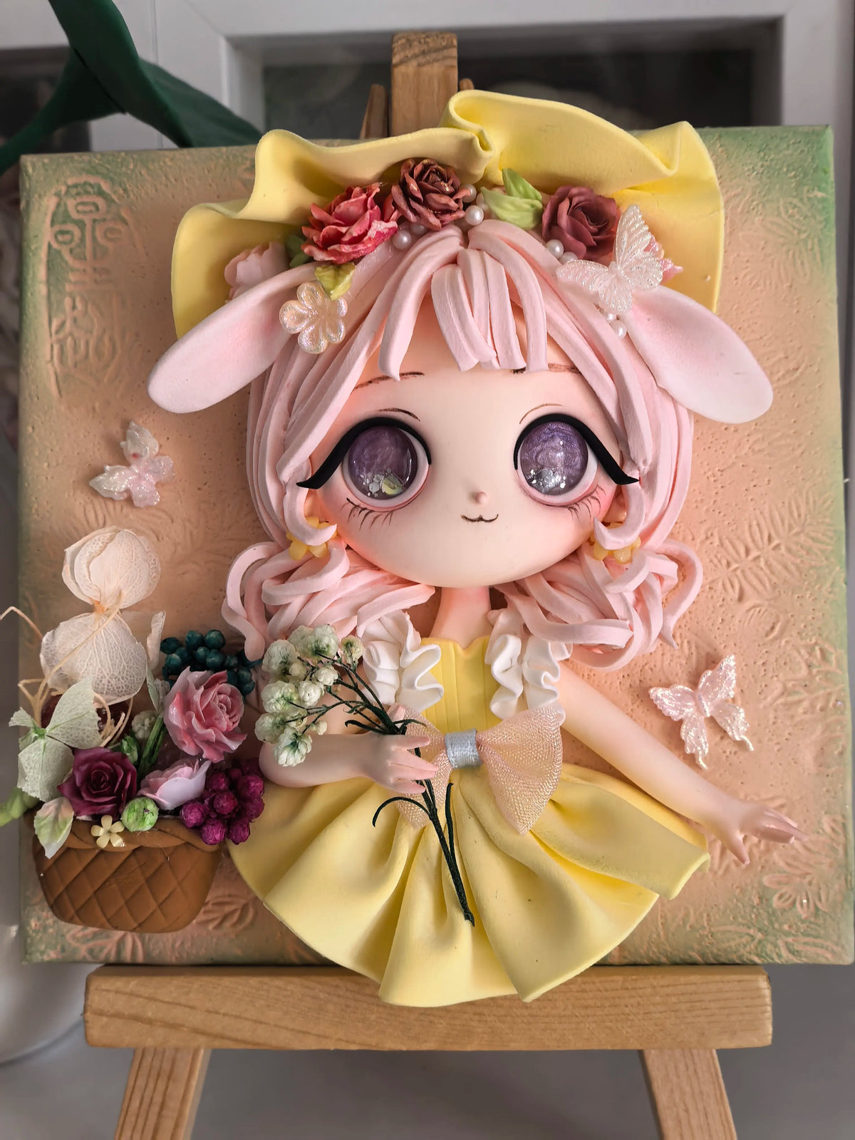 Handmade Clay Bunny Girl Decorative Frame 10cm