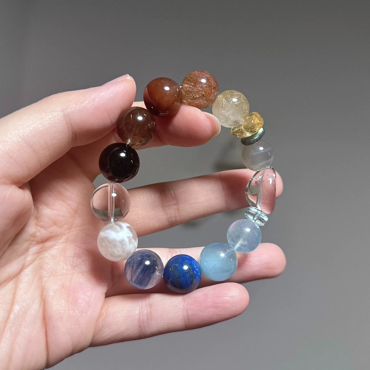 Aquamarin-Blautazaz-Kyanit Kristallarmband