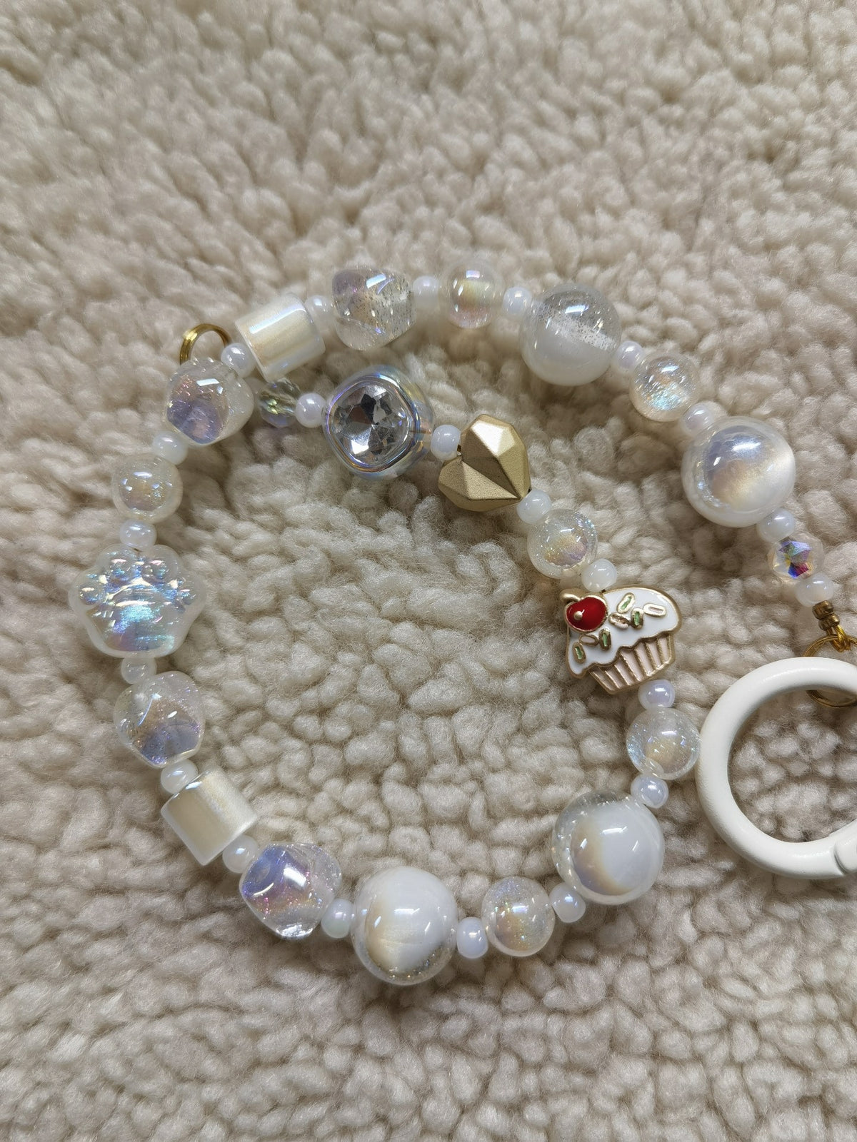 Glitter Cat Eye Bead Phone Charm