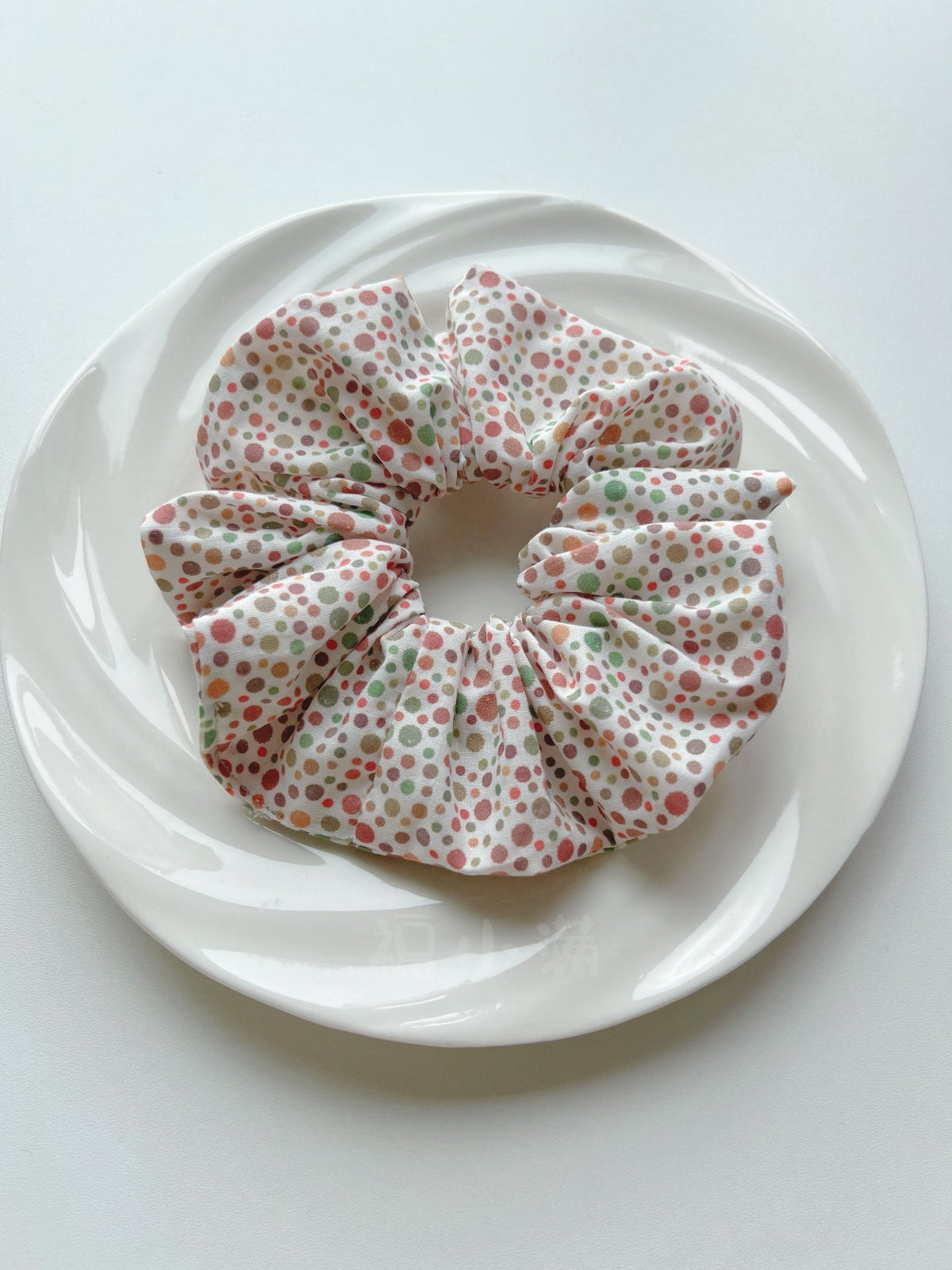 Polka Dot Fabric Scrunchie Hair Tie