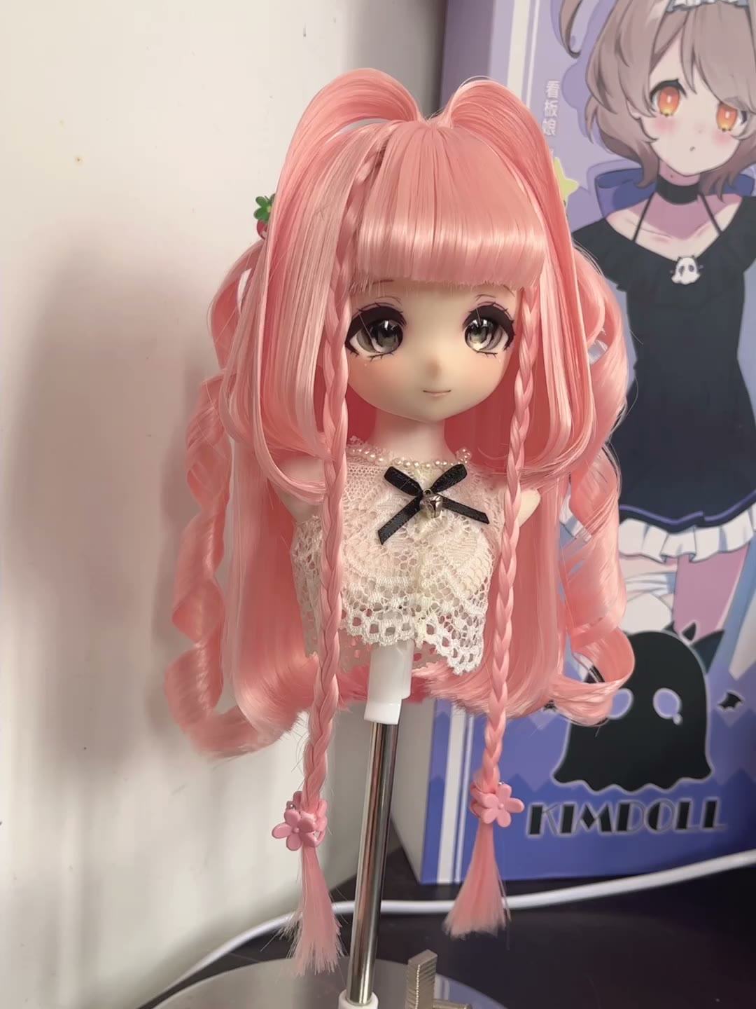 Pink Twin Tail Doll Wig with Braids