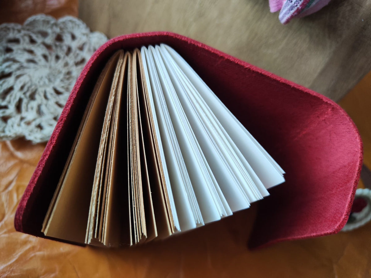 Leather Journal with Crochet Flower