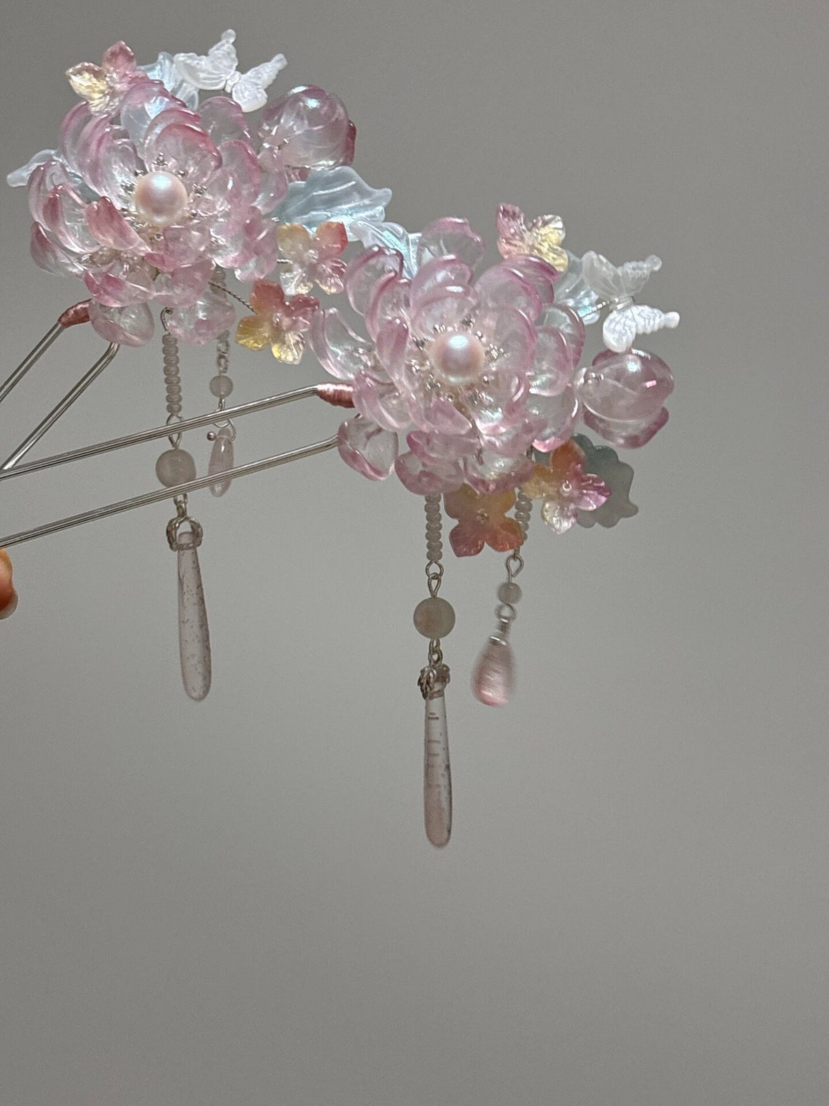 Liuli Floral Hairpin Set with Pearl Accents