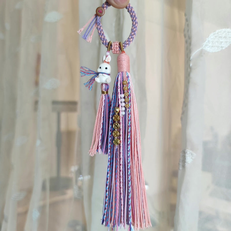 Hand-Carved Rabbit Tassel Hanging Ornament