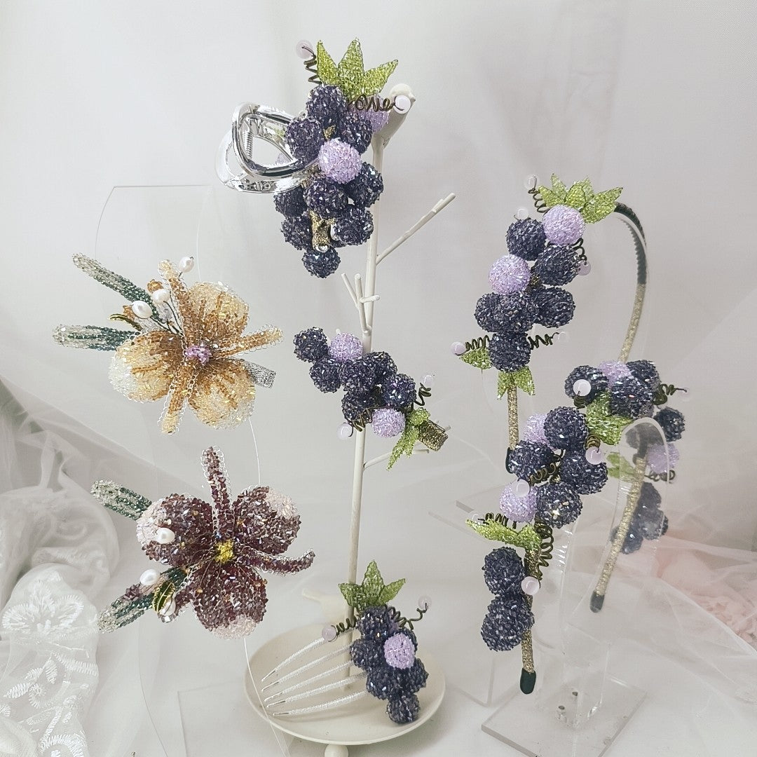 Grape Cluster Crystal Hair Accessories Set