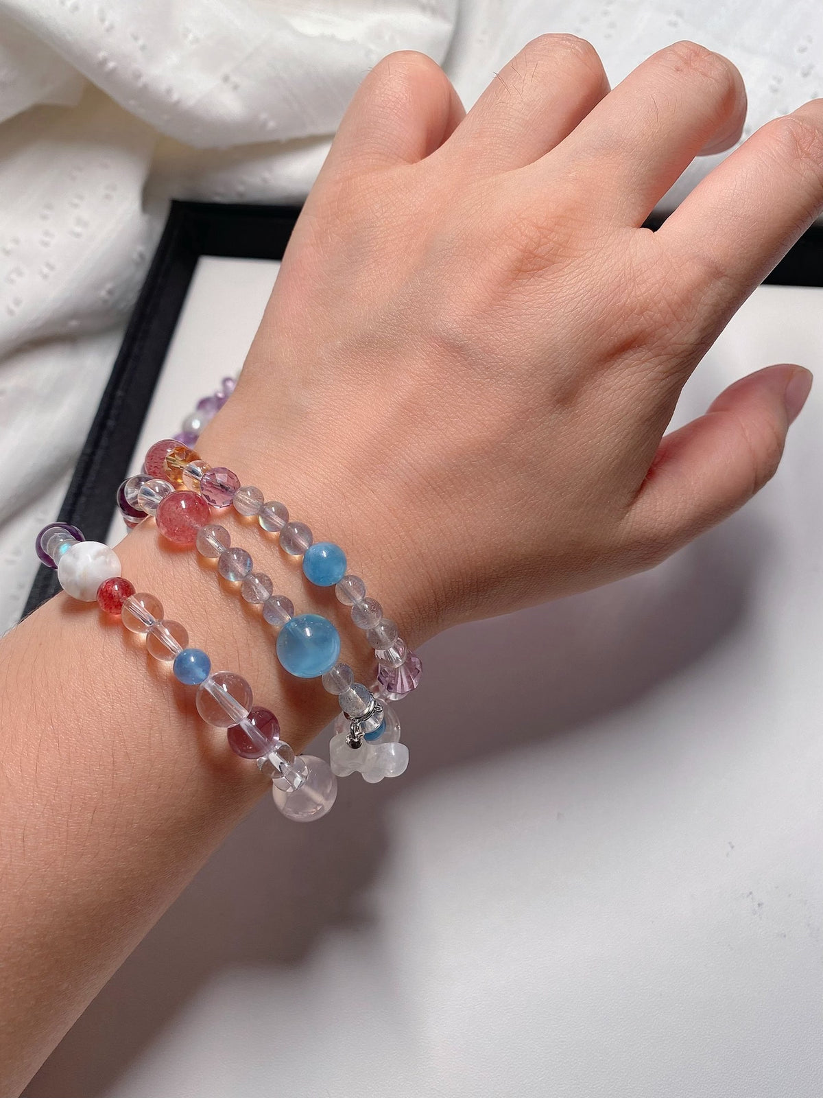 Crystal Multi Gemstone Bracelet Labradorite Aquamarine