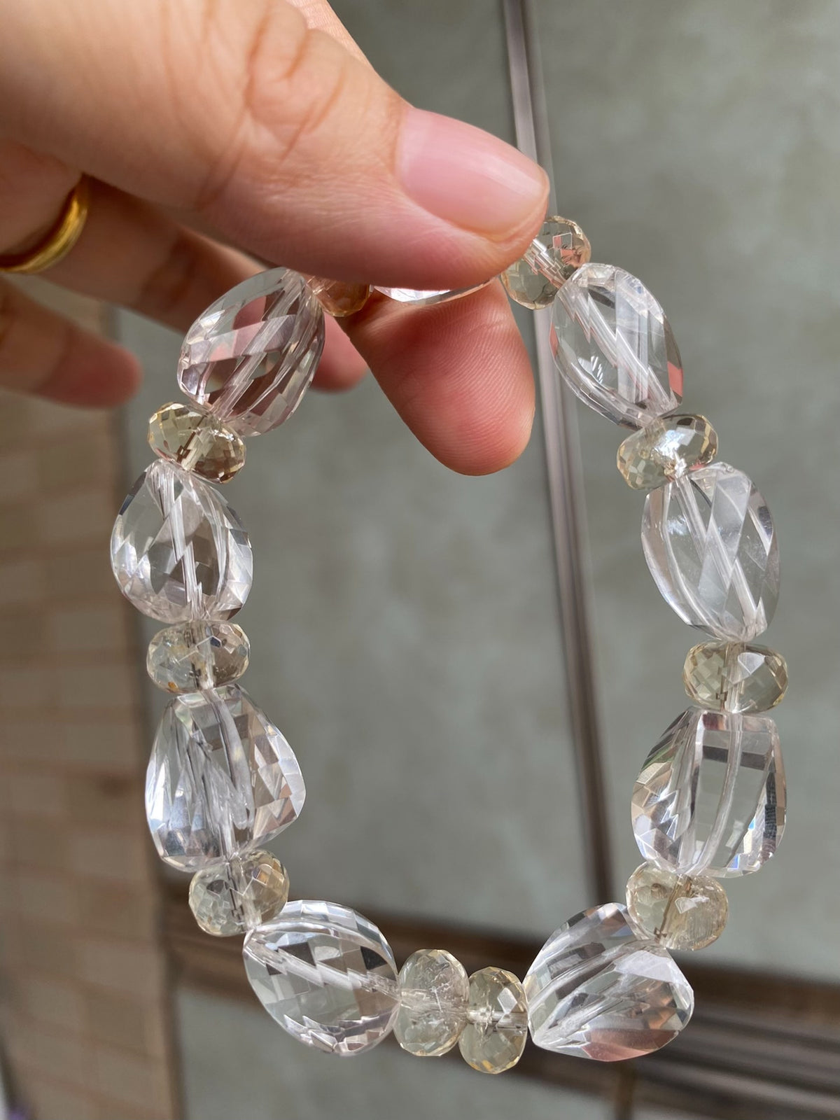 Clear Quartz Citrine Faceted Crystal Bracelet