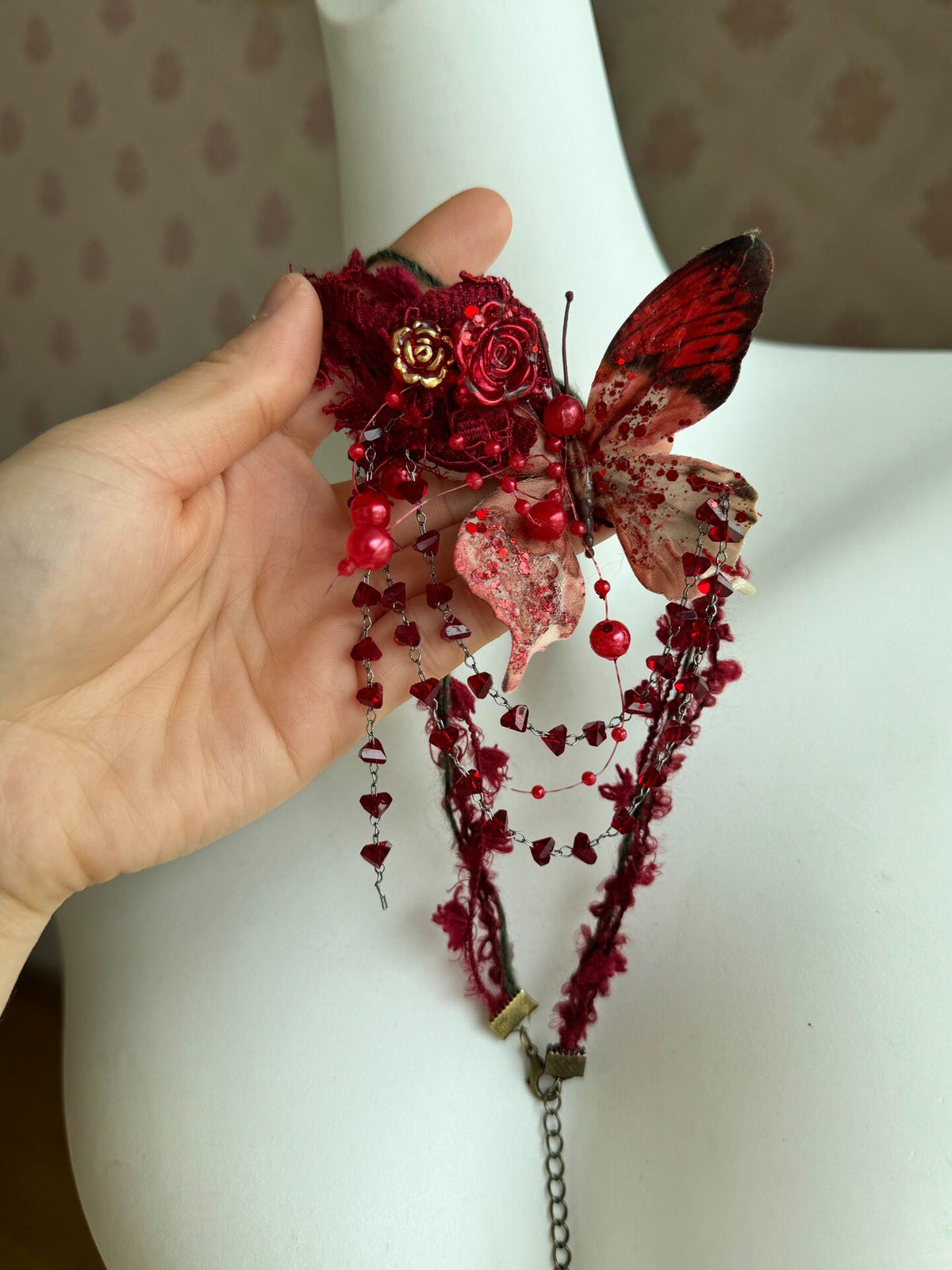 Handcrafted Butterfly Choker Necklace Dark Art