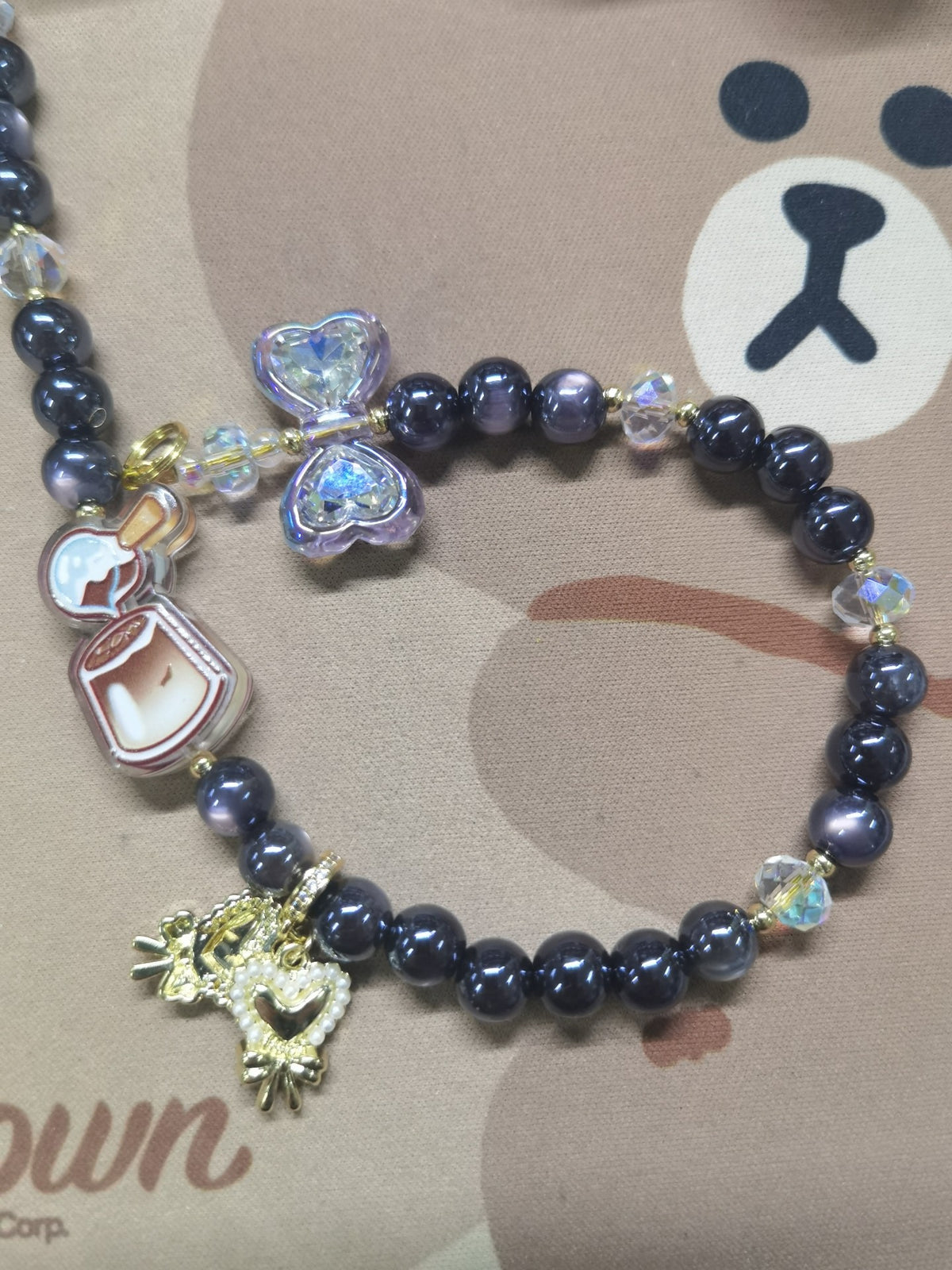 Moon Gray Cat Eye Bead Phone Chain