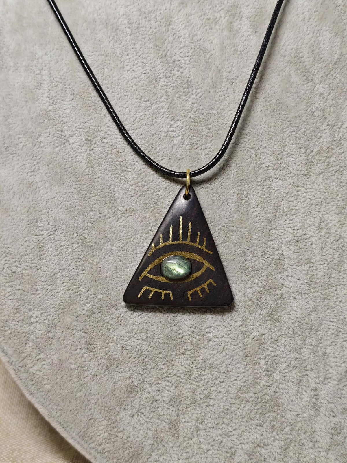 Ebony Inlaid Labradorite Eye Totem Pendant