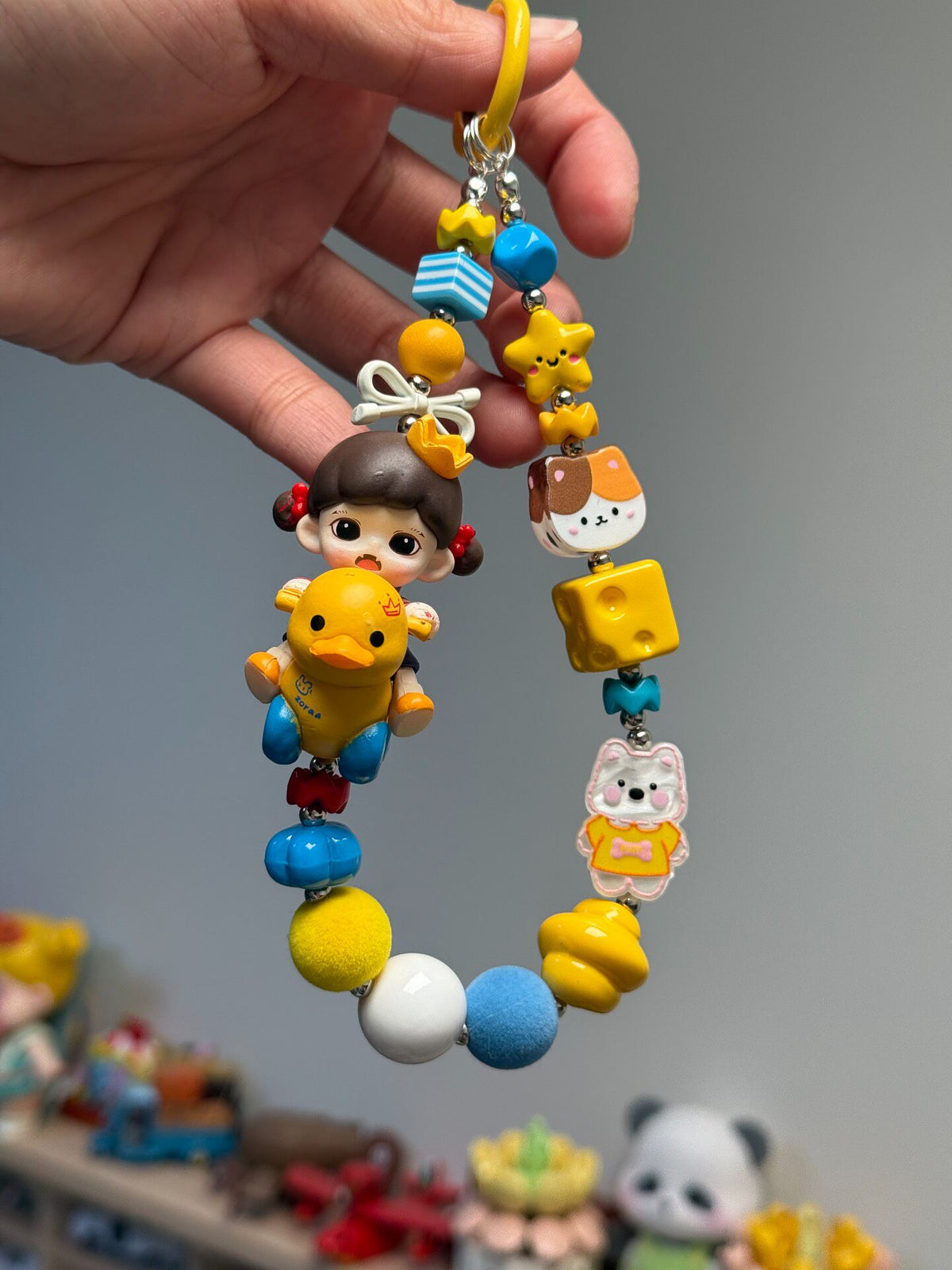 Beaded Duck Figurine Phone Chain