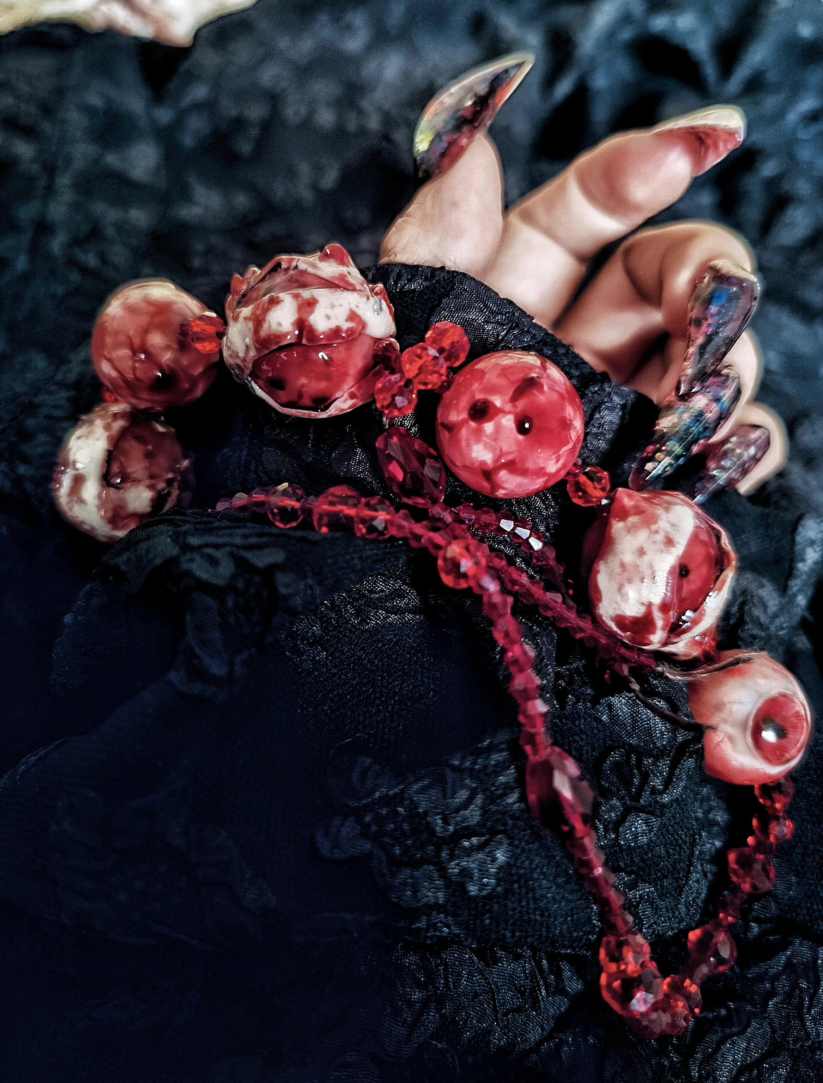 Eyeball Bead Bracelet Glossy Red