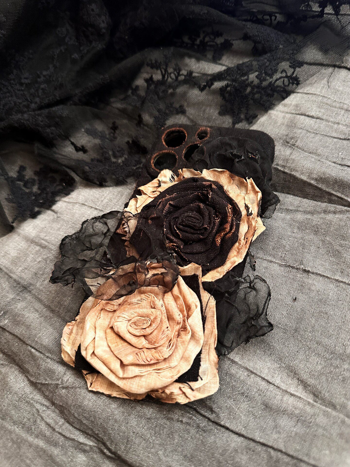 Handmade Fabric Rose Phone Case