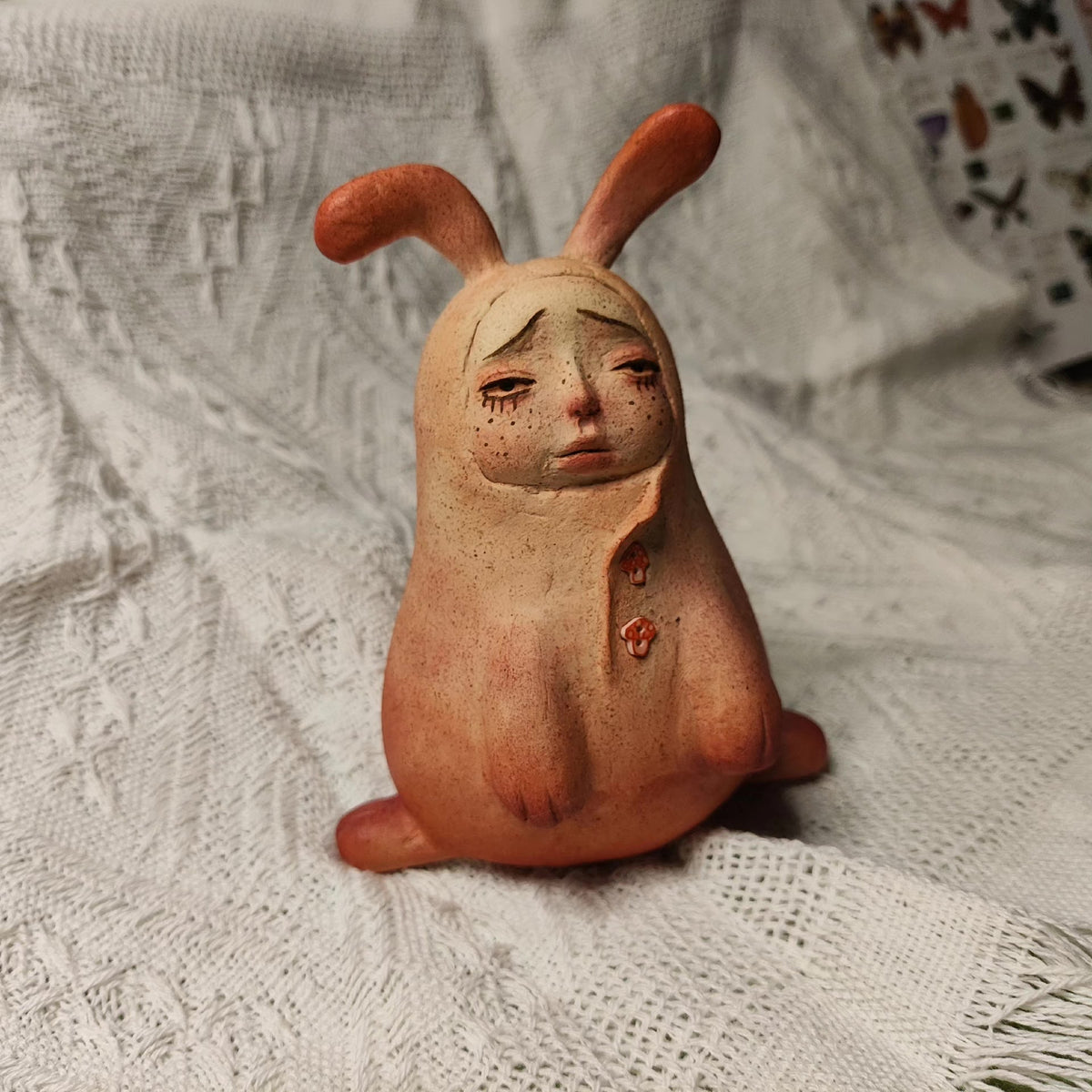 Stone Clay Figurine with Rabbit Ears