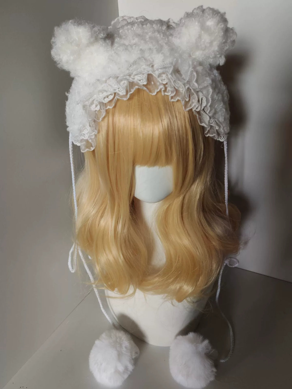 Cerchietto Lolita bianco soffice con pizzo