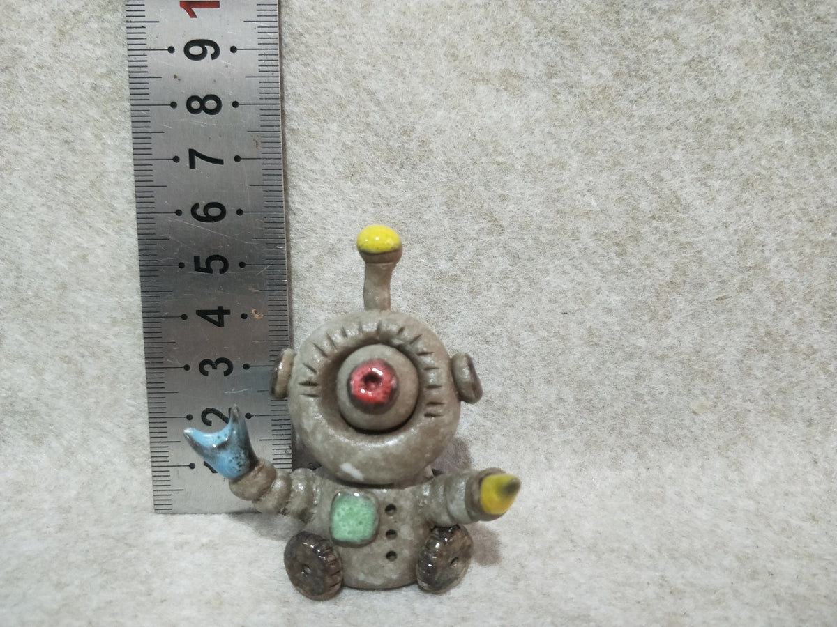 Ceramic Robot Figurine One Eyed Design