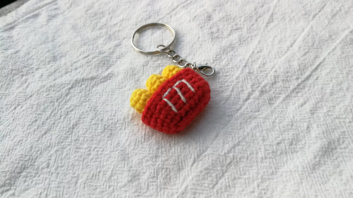 Crochet French Fry Keychain Charm