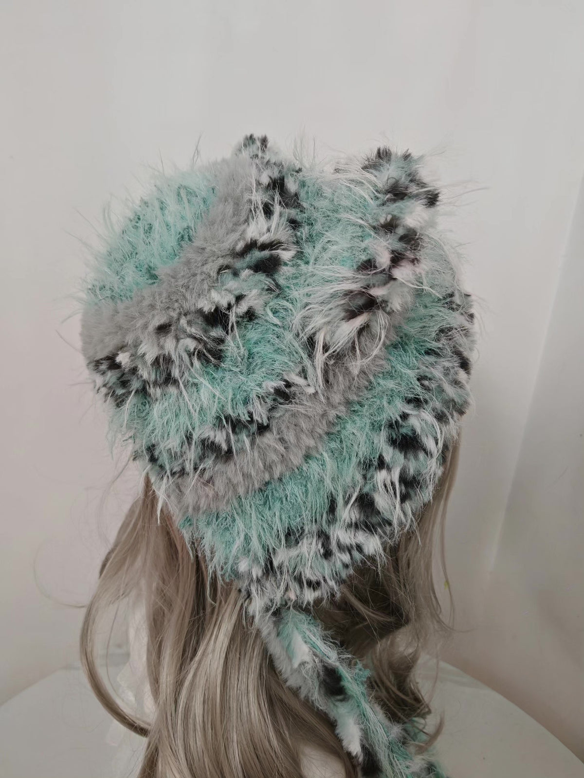 Bear Plush Hat with Sage Fur