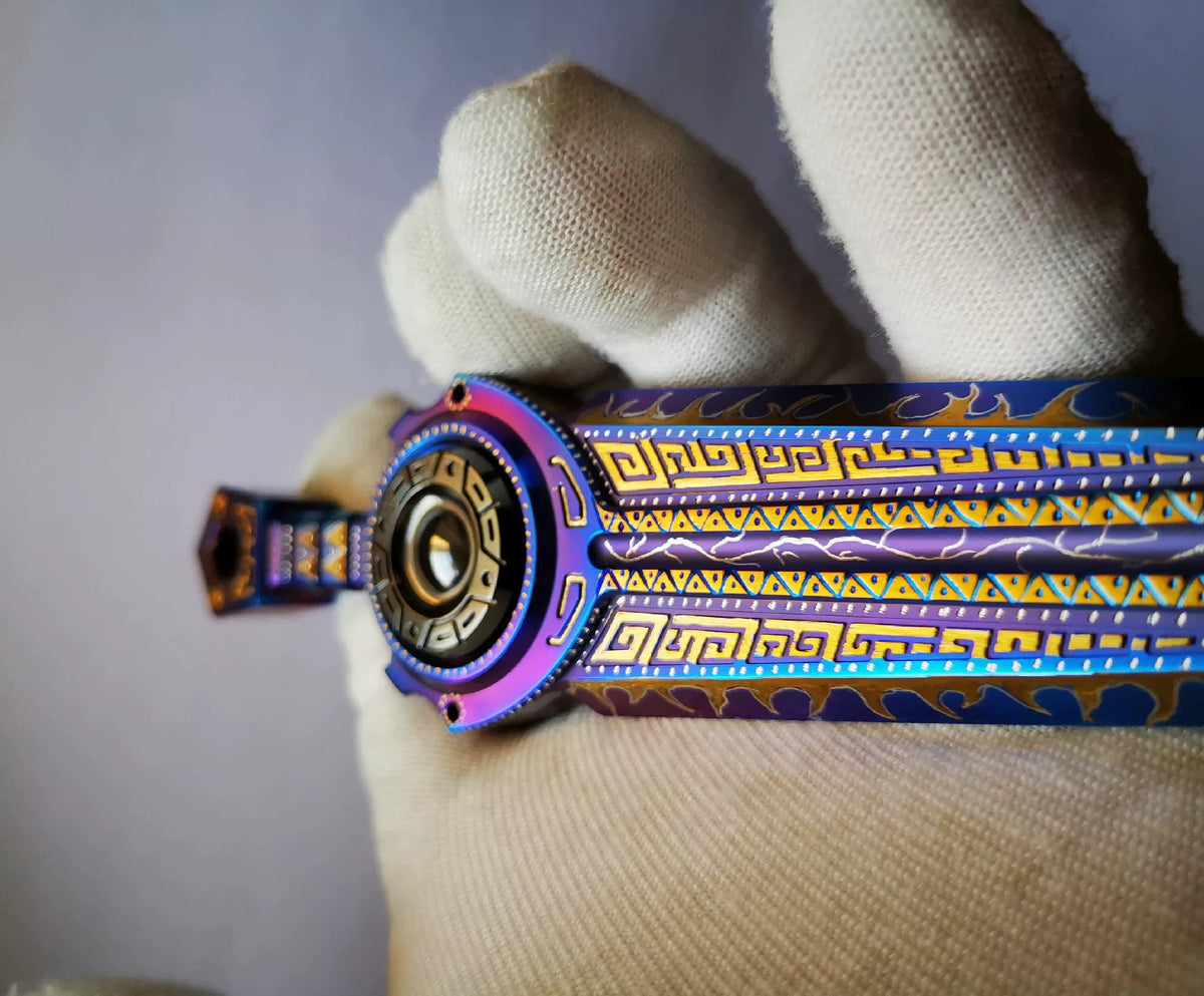 Fidget Spinner EDC in Metallo a Spada Blu, Viola e Oro