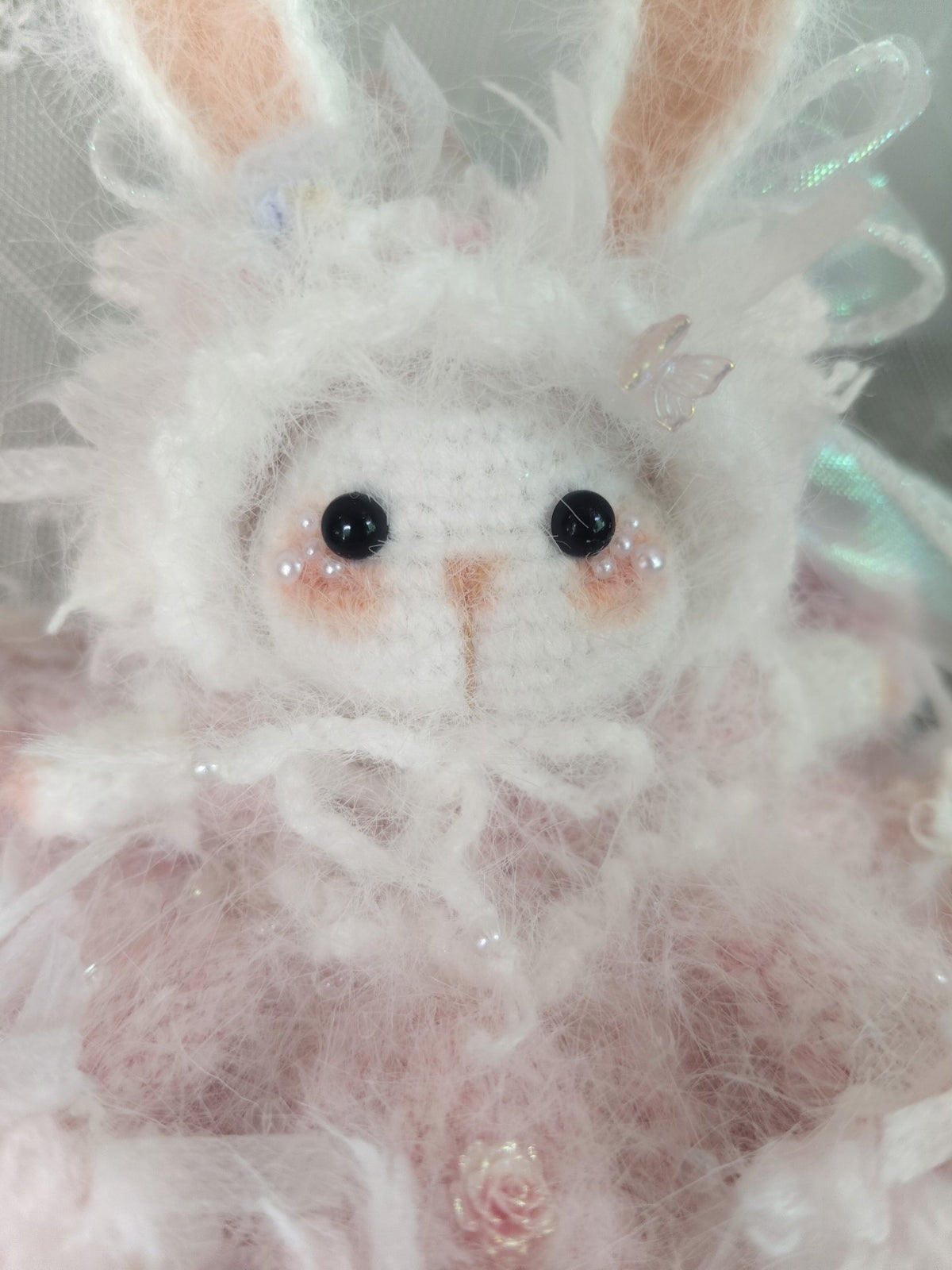 Handcrafted Crochet Rabbit with Pink Dress