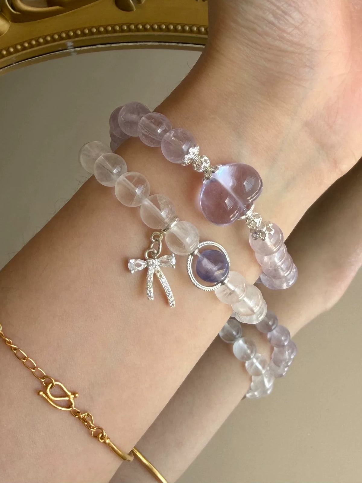 Pulsera de cristal natural de doble vuelta 8mm
