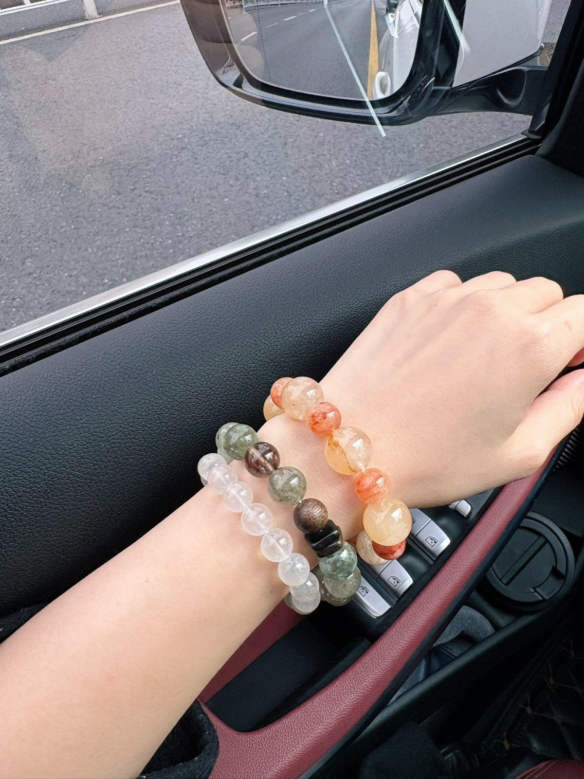 Pulsera de Cristal Natural Miel Amarillo Rojo Naranja