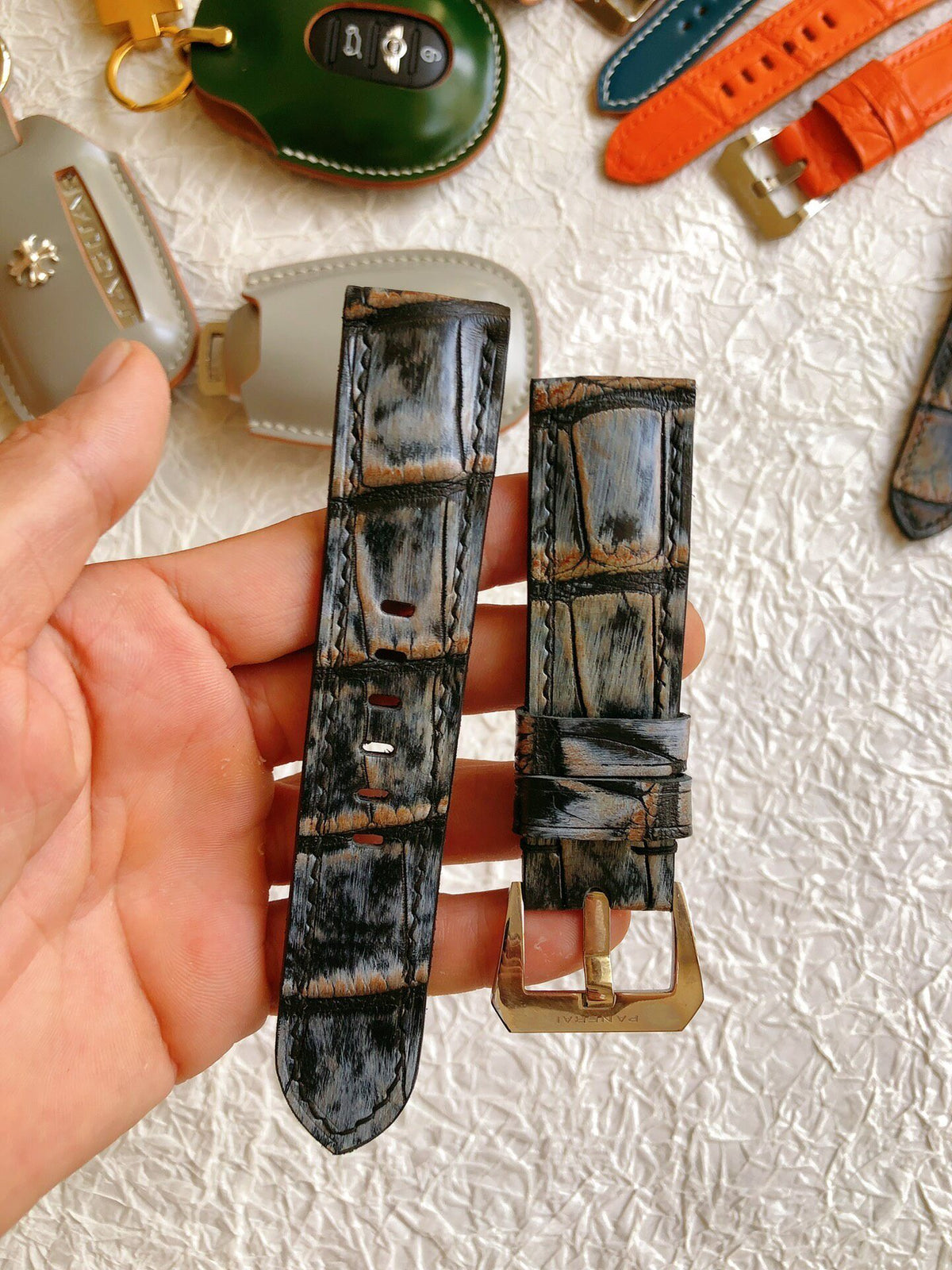 Handmade Panerai Strap Vintage Alligator Leather