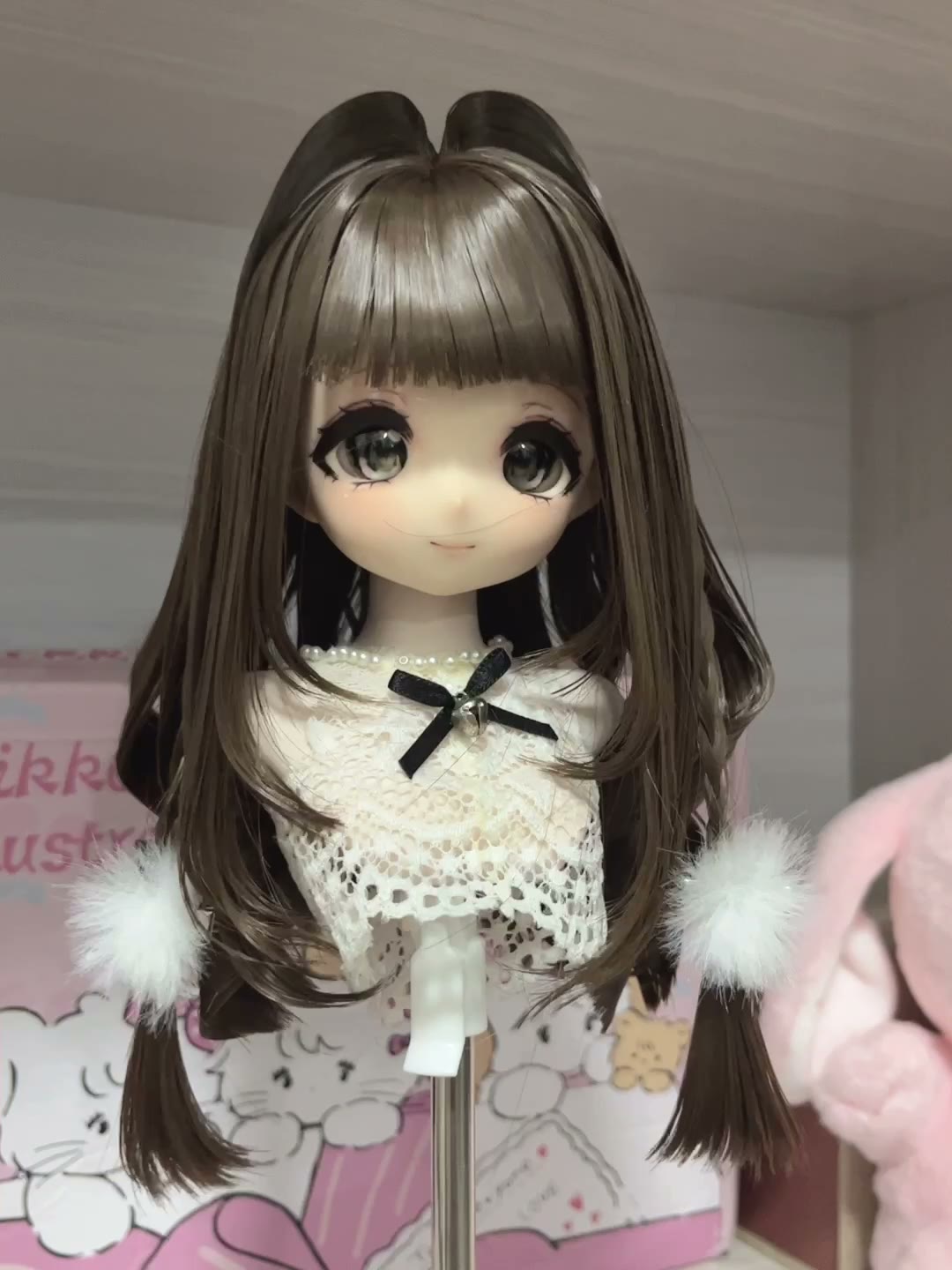 Doll Wig with Bunny Ear Buns Brown