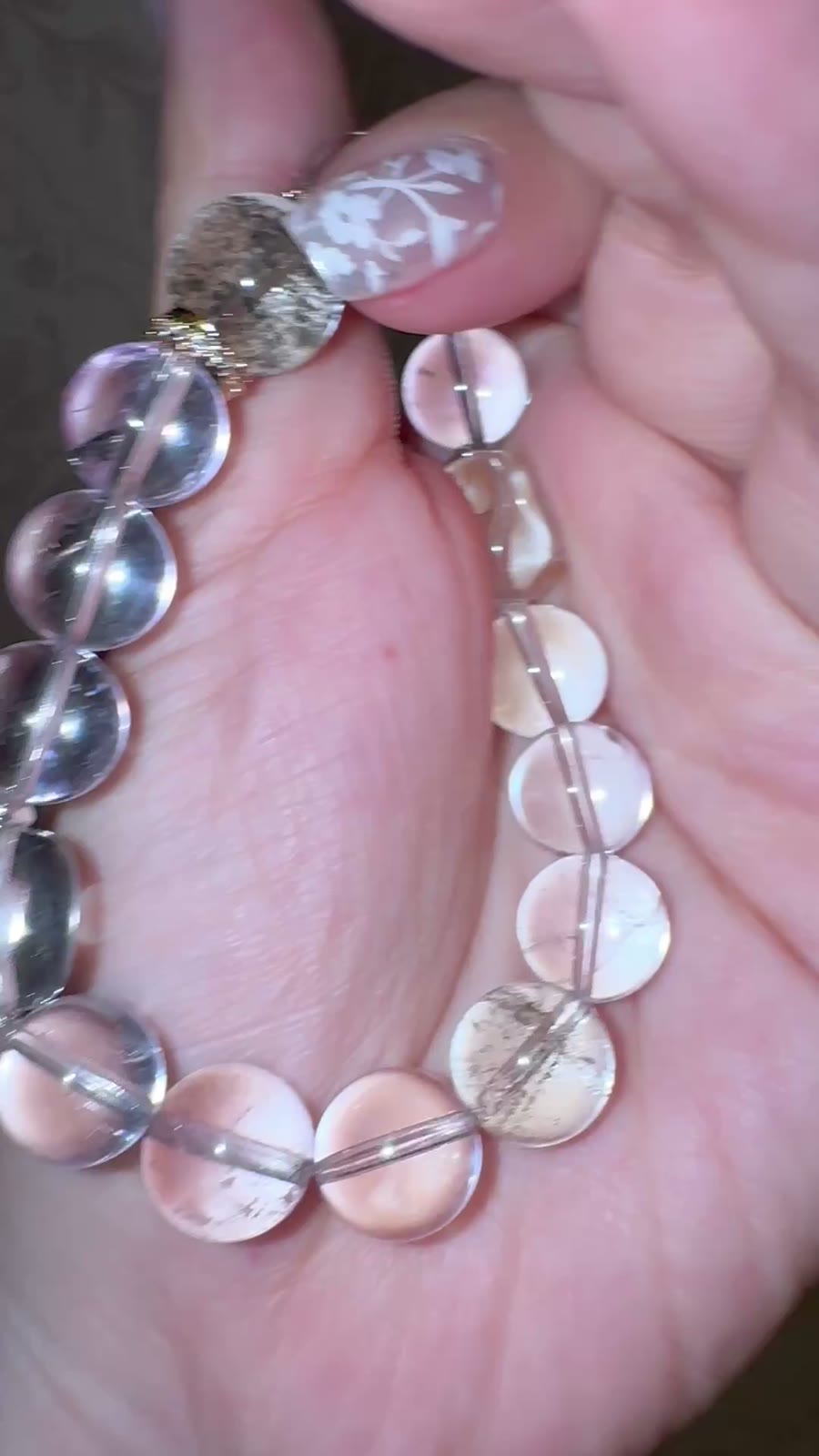 Pale Amethyst Green Phantom Quartz Beaded Bracelet